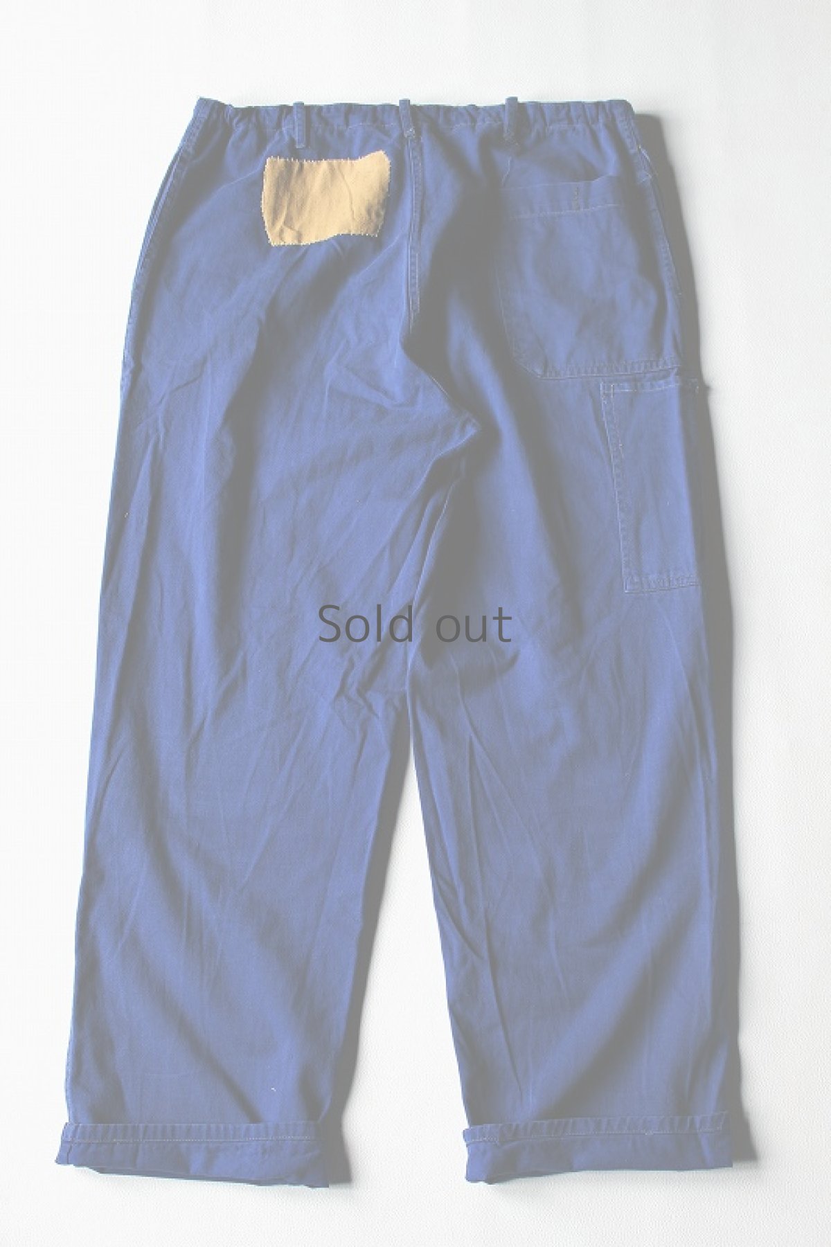 画像2: 【MITSUGU SASAKI】ビンテージリメイク パッチワークしたワークパンツ(ウエストひも入り) (2)