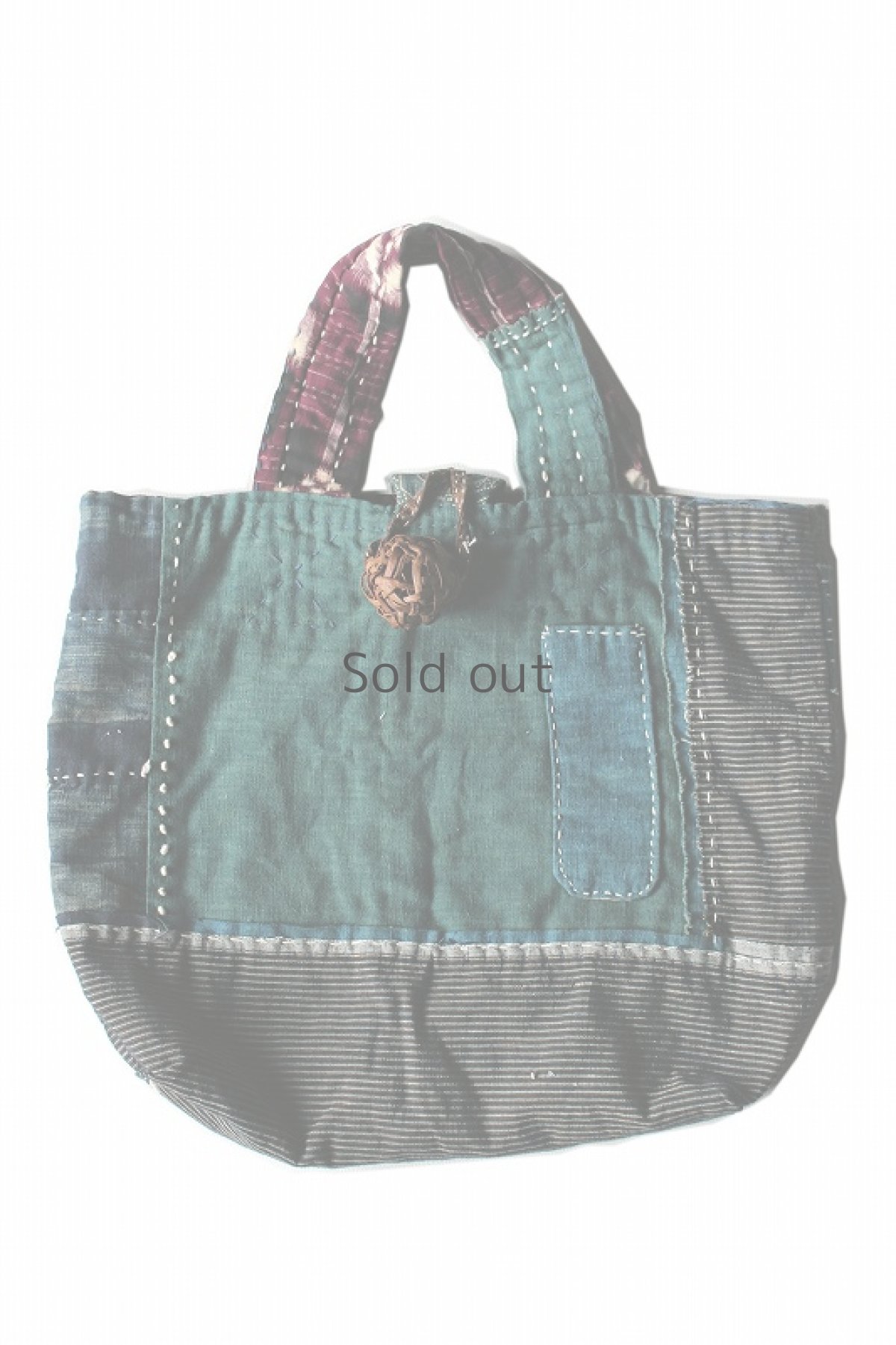 画像2: 【桃雪】襤褸古布　リバーシブル　おっきいバック（山葡萄のつる玉） (2)