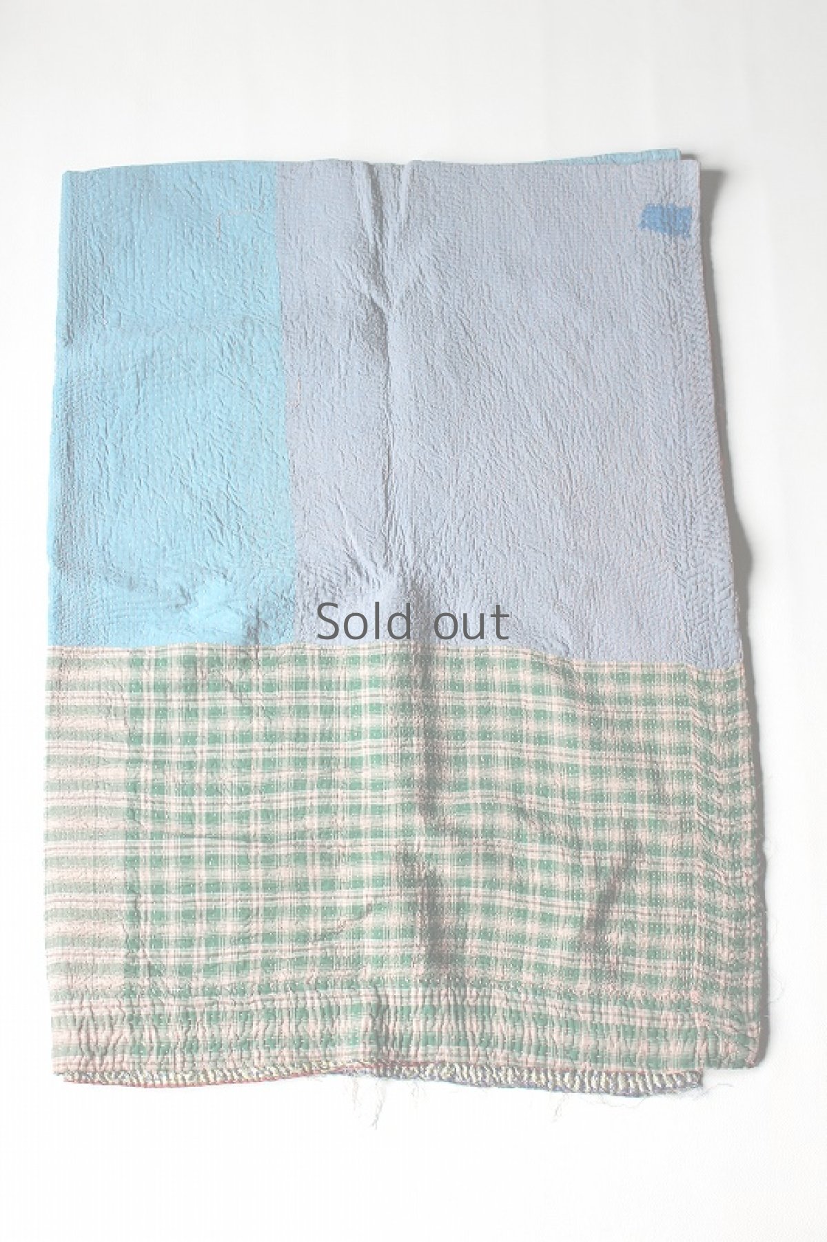 画像2: 【インド・パキスタン】ラリーキルト（チェック×水色×紫） (2)