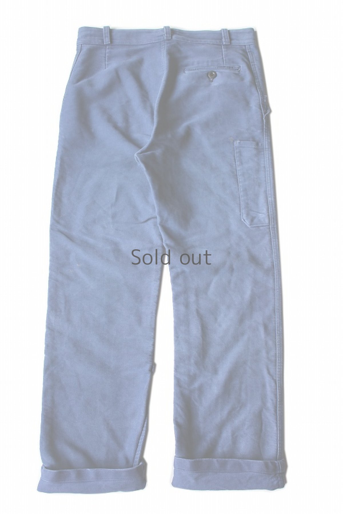 画像2: 【フランス】１９６０年代頃のブルーモールスキンワークパンツ (2)