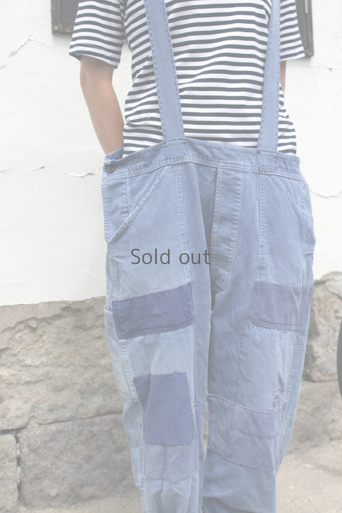 画像3: 【MITSUGU SASAKI】ビンテージリメイク　パッチワーク　半分オーバーオール (3)