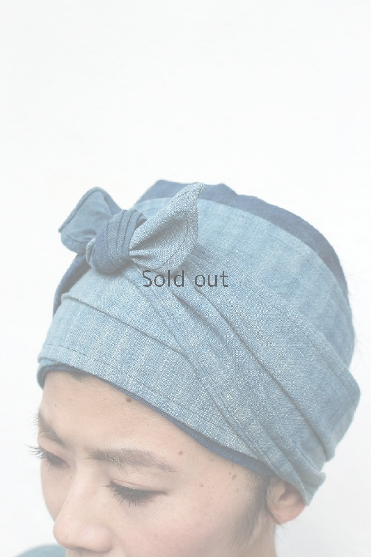 画像2: 【ササキチホ】藍染古布　ターバンヘアバン（浅葱藍） (2)