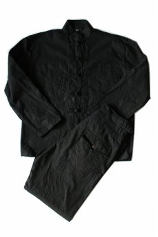 画像1: 【中国】デッドストック　チャイナワークジャケット＆パンツ　セットアップ（黒/スタンドカラー） (1)