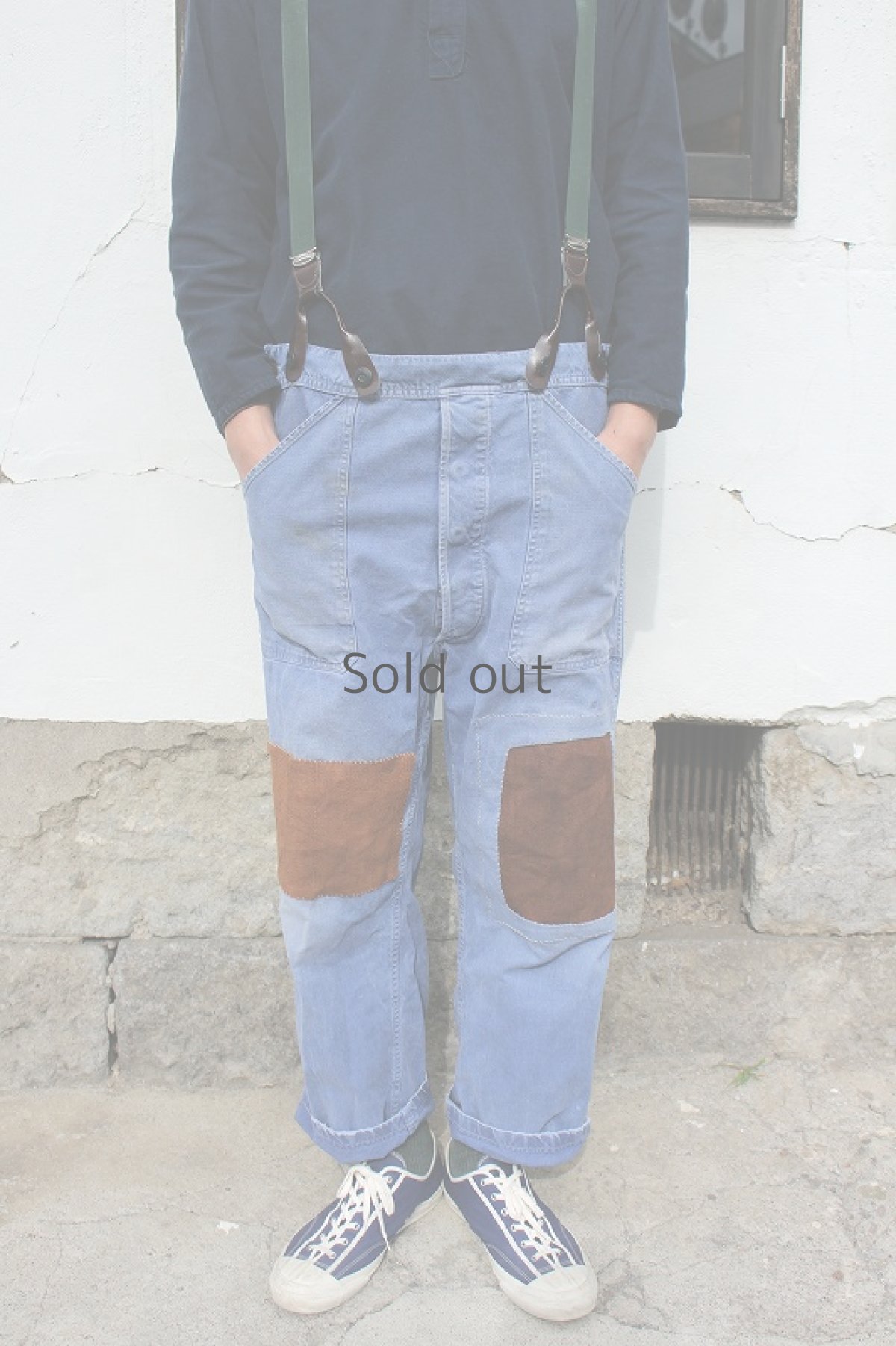 画像3: 【MITSUGU SASAKI】ビンテージリメイク　パッチワーク　半分オーバーオール（サスペンダー付き） (3)