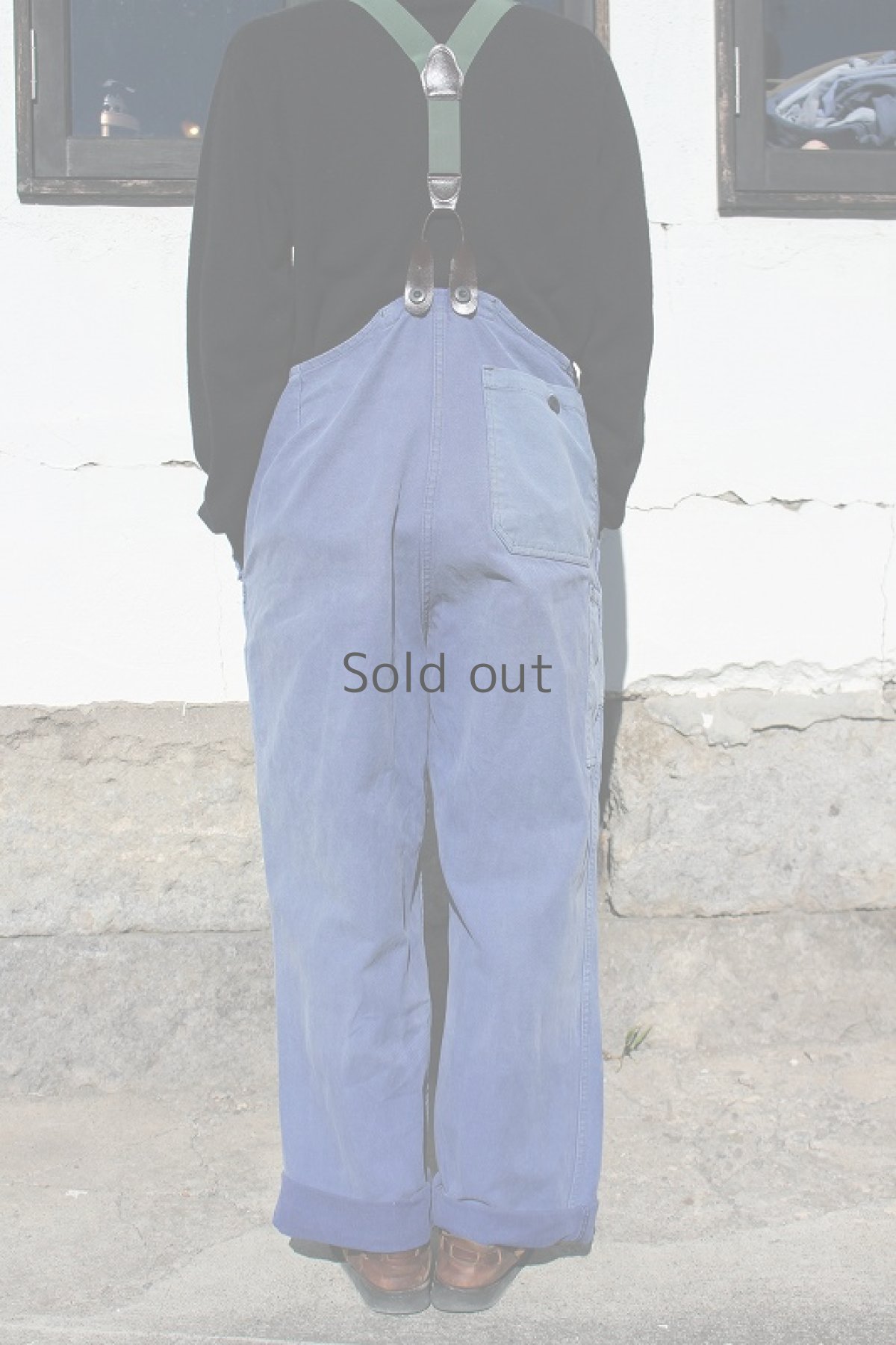 画像4: 【MITSUGU SASAKI】ビンテージリメイク　パッチワーク　半分オーバーオール（サスペンダー付き） (4)