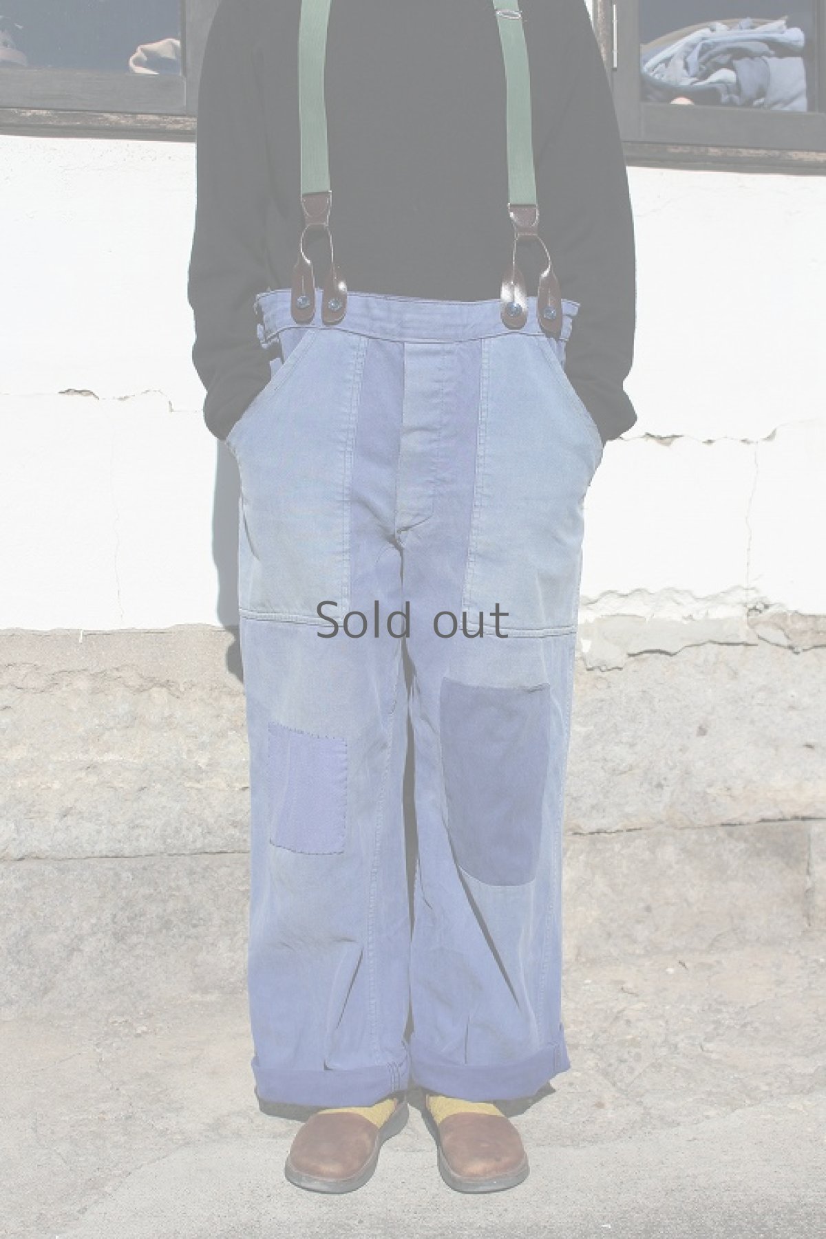 画像3: 【MITSUGU SASAKI】ビンテージリメイク　パッチワーク　半分オーバーオール（サスペンダー付き） (3)