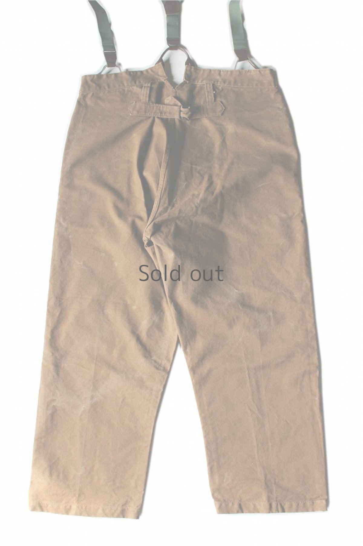 画像2: 【フランス】１９６０年代頃のブラウンダック　レイルウェイワークパンツ（サイズ大きめのためサスペンダー付き） (2)