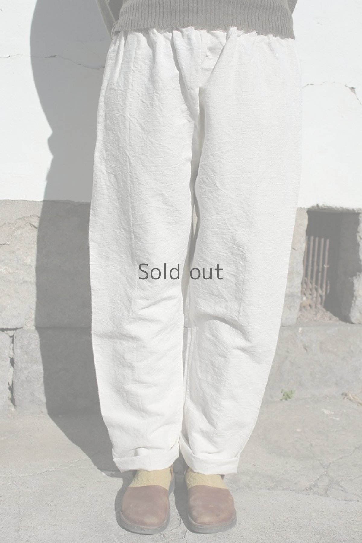 画像2: 【ササキチホ】アンティークリネン　少し細めのもんぺ（白） (2)