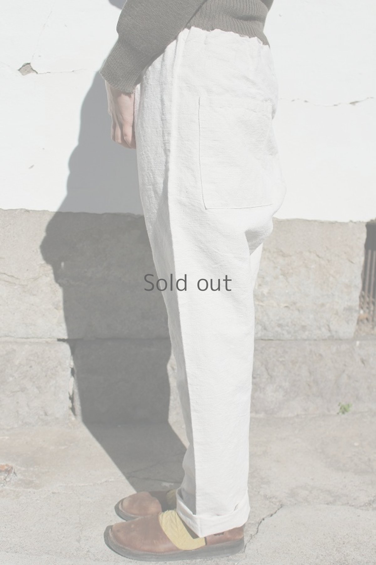 画像3: 【ササキチホ】アンティークリネン　少し細めのもんぺ（白） (3)