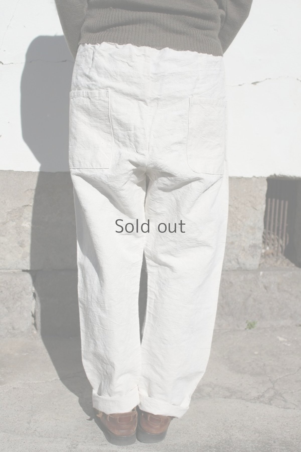 画像4: 【ササキチホ】アンティークリネン　少し細めのもんぺ（白） (4)