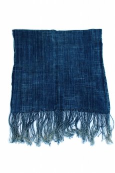画像2: 【西アフリカ】手織り藍染めの綿（ストール）（中間藍） (2)