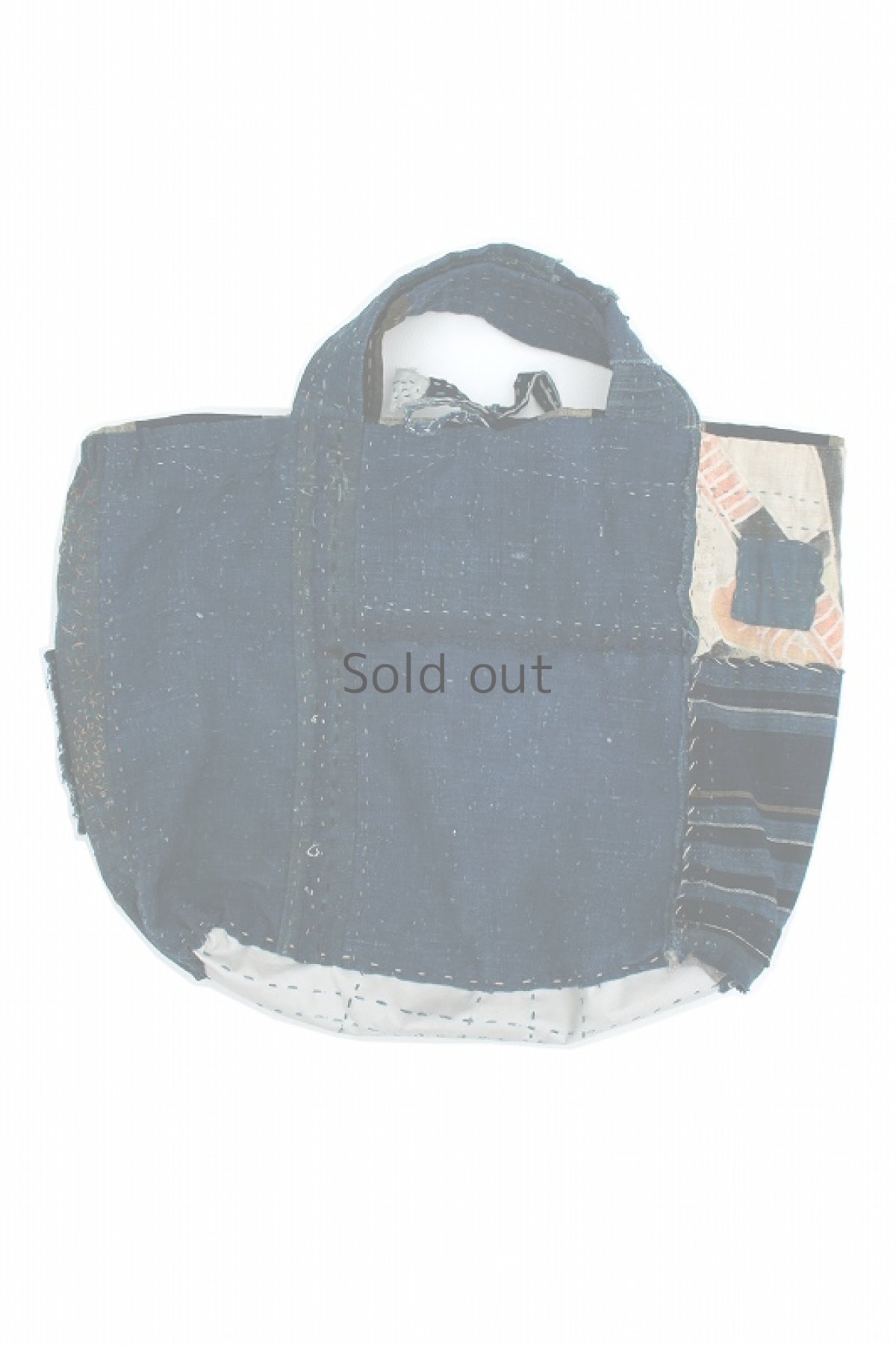 画像2: 【桃雪】藍染襤褸古布　リバーシブル　レア布たっぷりバッグ (2)