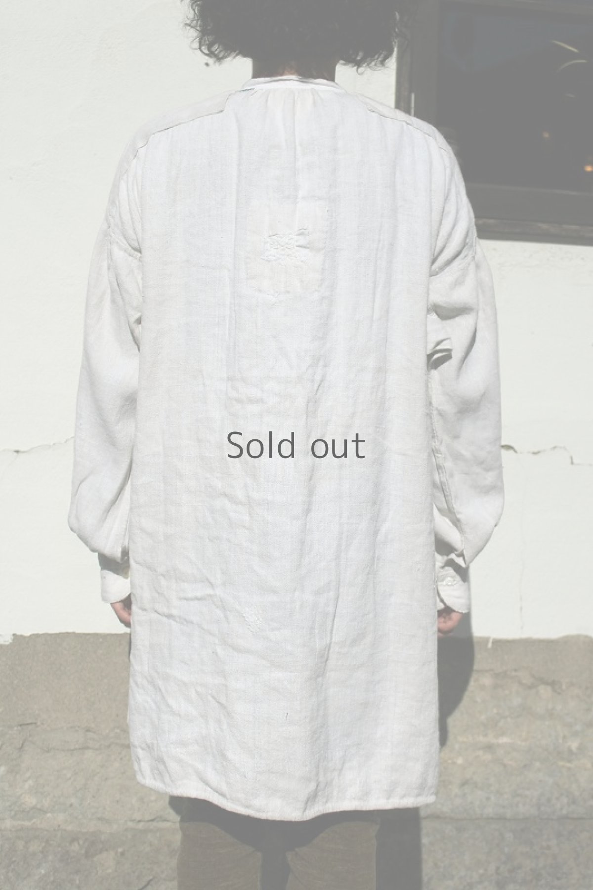 画像4: 【ドイツ】アンティークリネン　スモックシャツワンピース（リペアあり） (4)