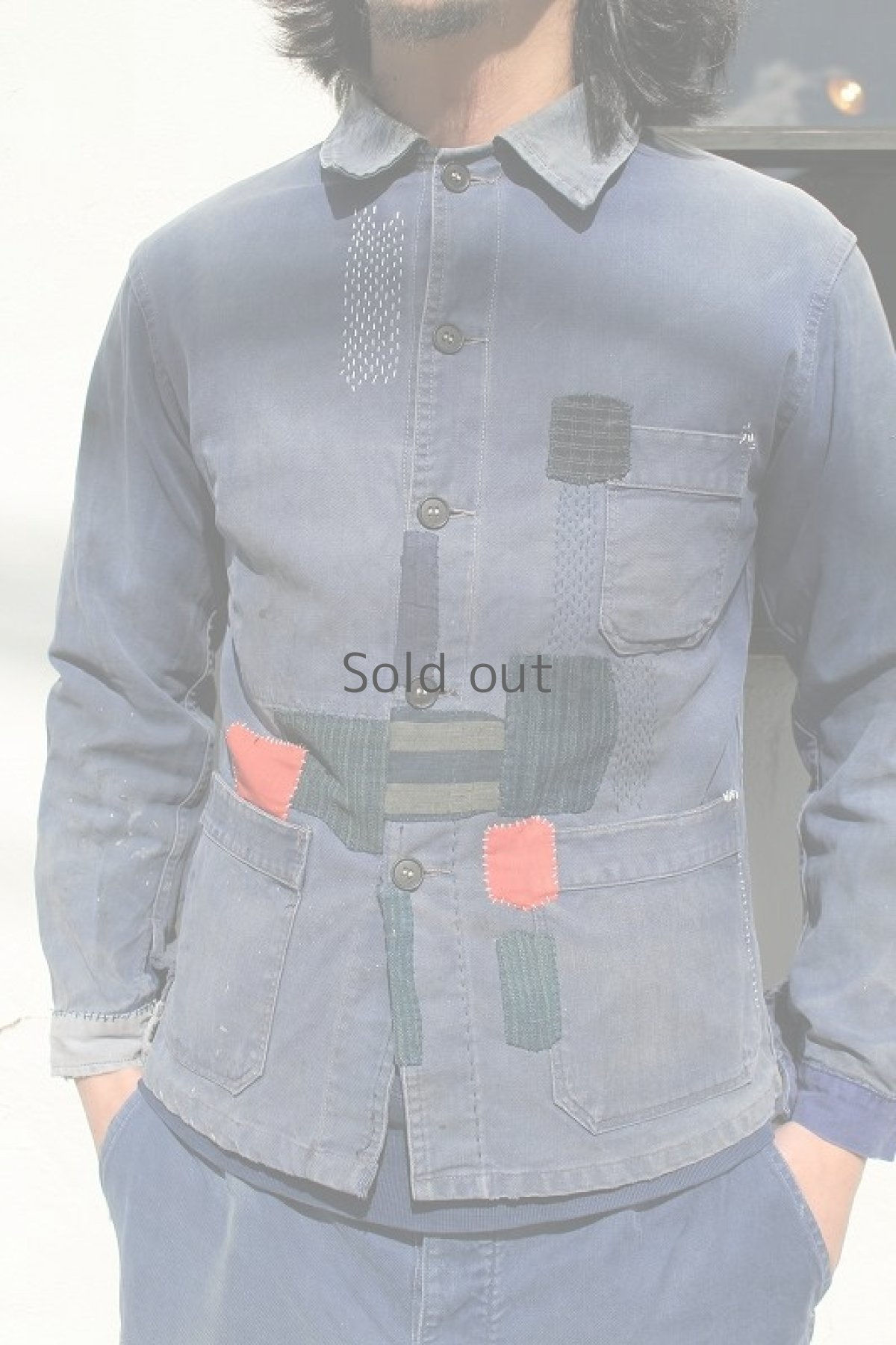 画像3: 【MITSUGU SASAKI】ビンテージリメイク　パッチワーク　ワークジャケット（古布パッチ） (3)