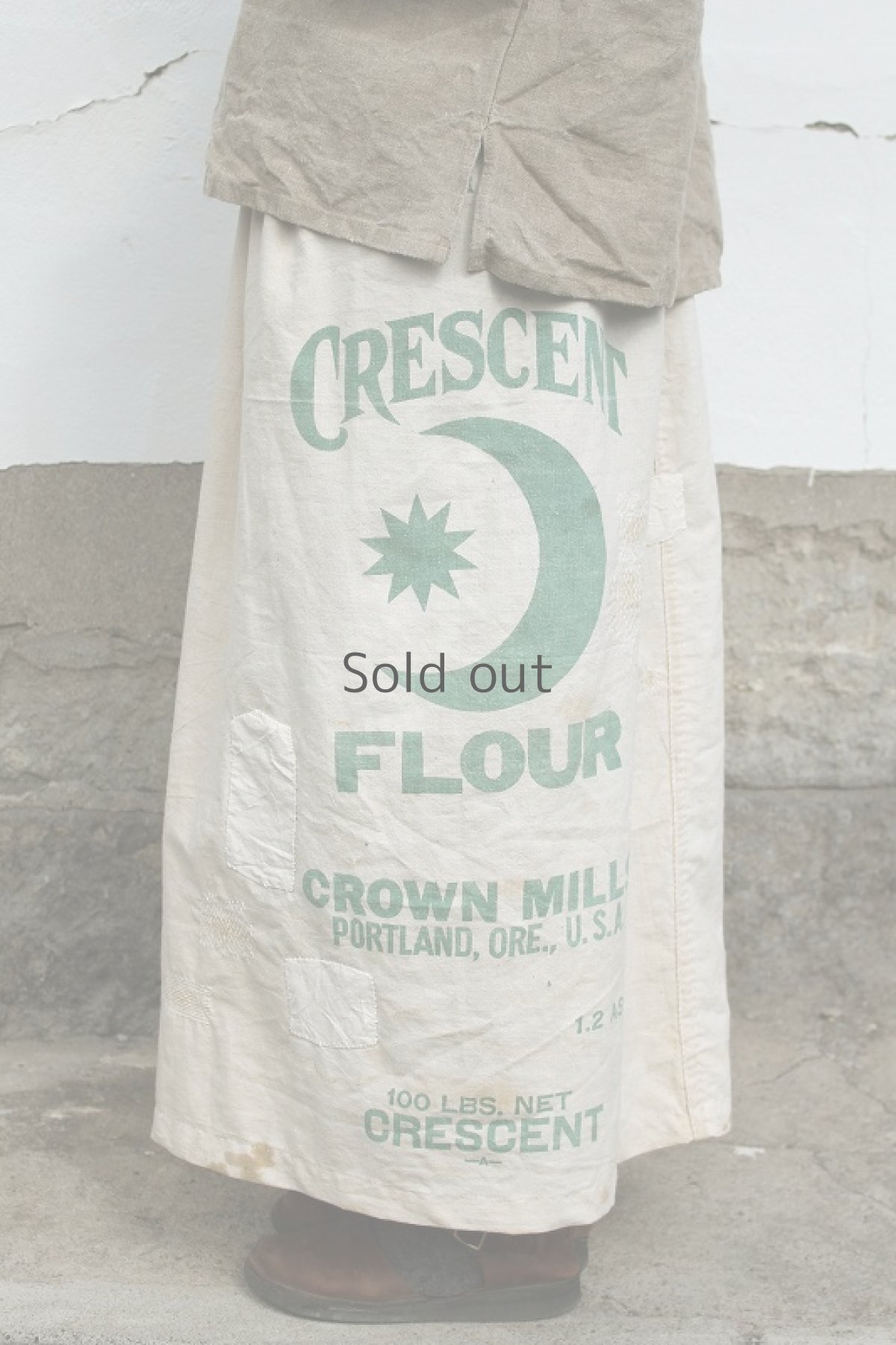 画像3: 【MITSUGU SASAKI】アメリカ粉袋のパッチワークスカート (3)