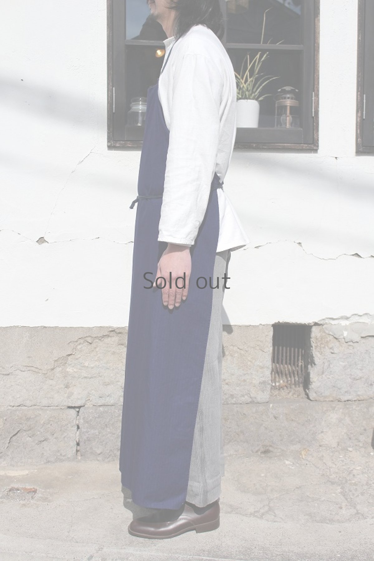 画像2: 【ドイツ】ビンテージ　ネイビー　ワークロングエプロン (2)