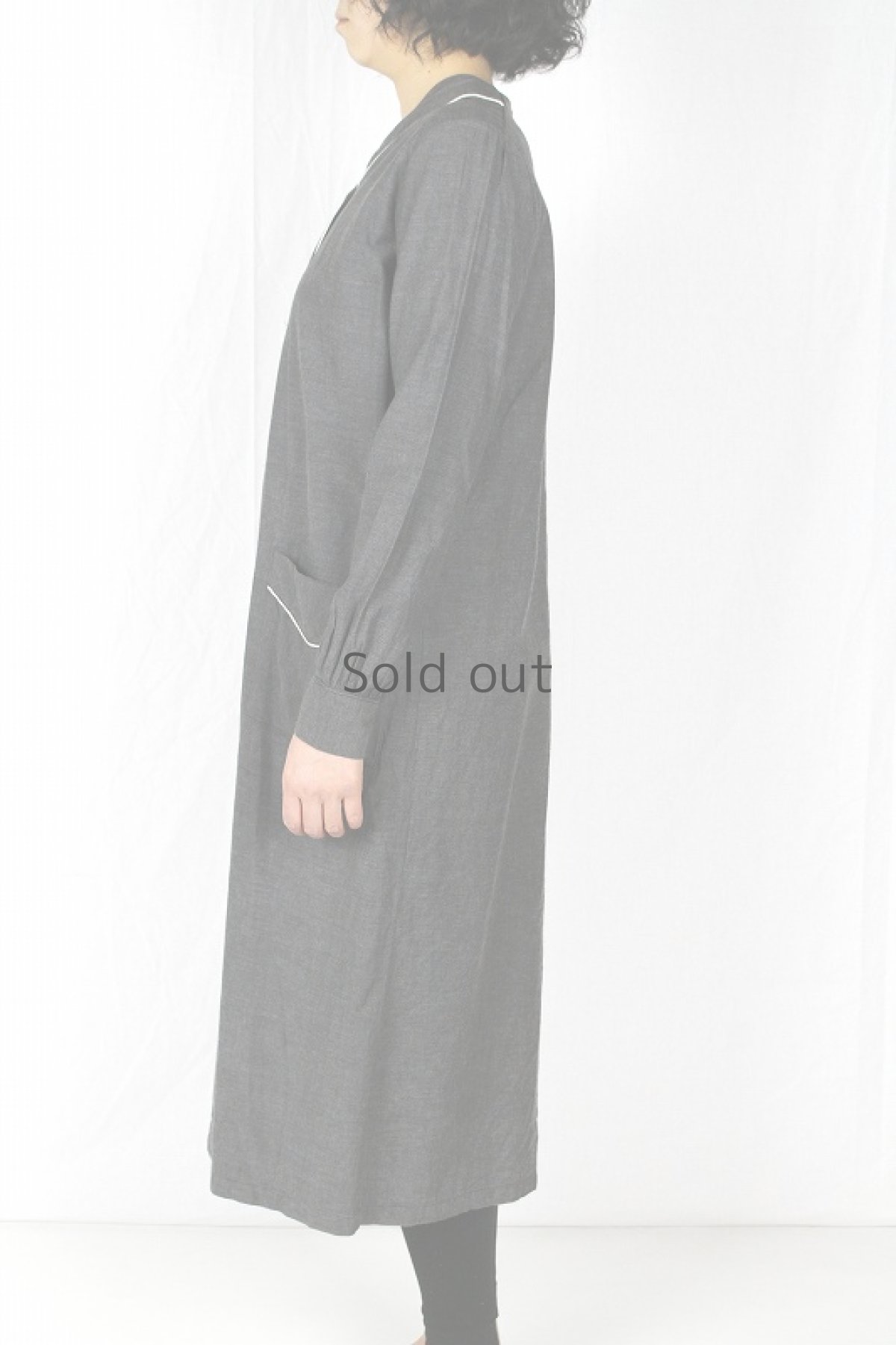 画像3: 【フランス】１９５０年代頃のブラックシャンブレー　ワークドレス（パイピング） (3)