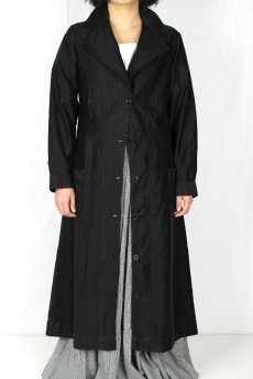 画像2: 【フランス】１９３０年代のブラックロングワークコート（大きめの襟） (2)