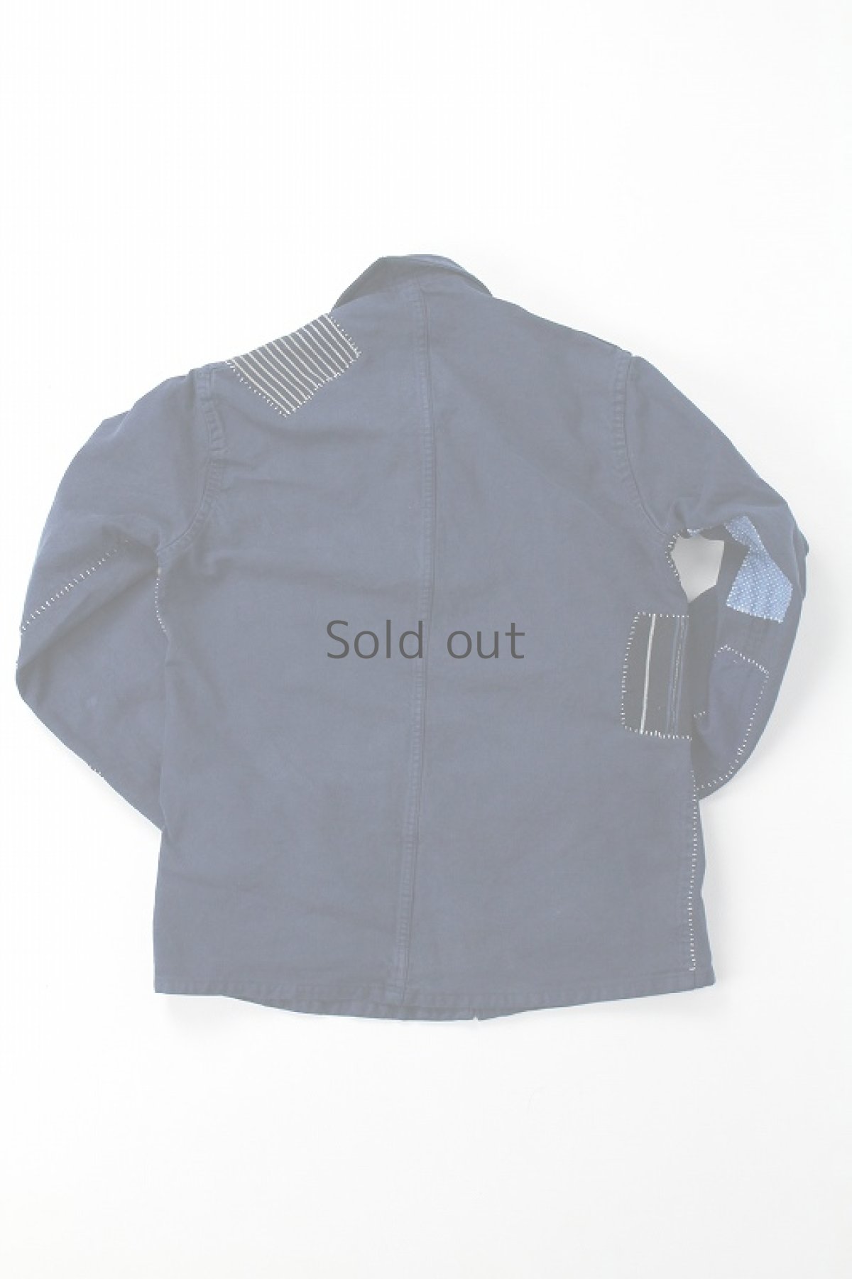 画像2: 【MITSUGU SASAKI】ビンテージリメイク×古布×染　パッチワーク　刺し子ワークジャケット（青藍色） (2)