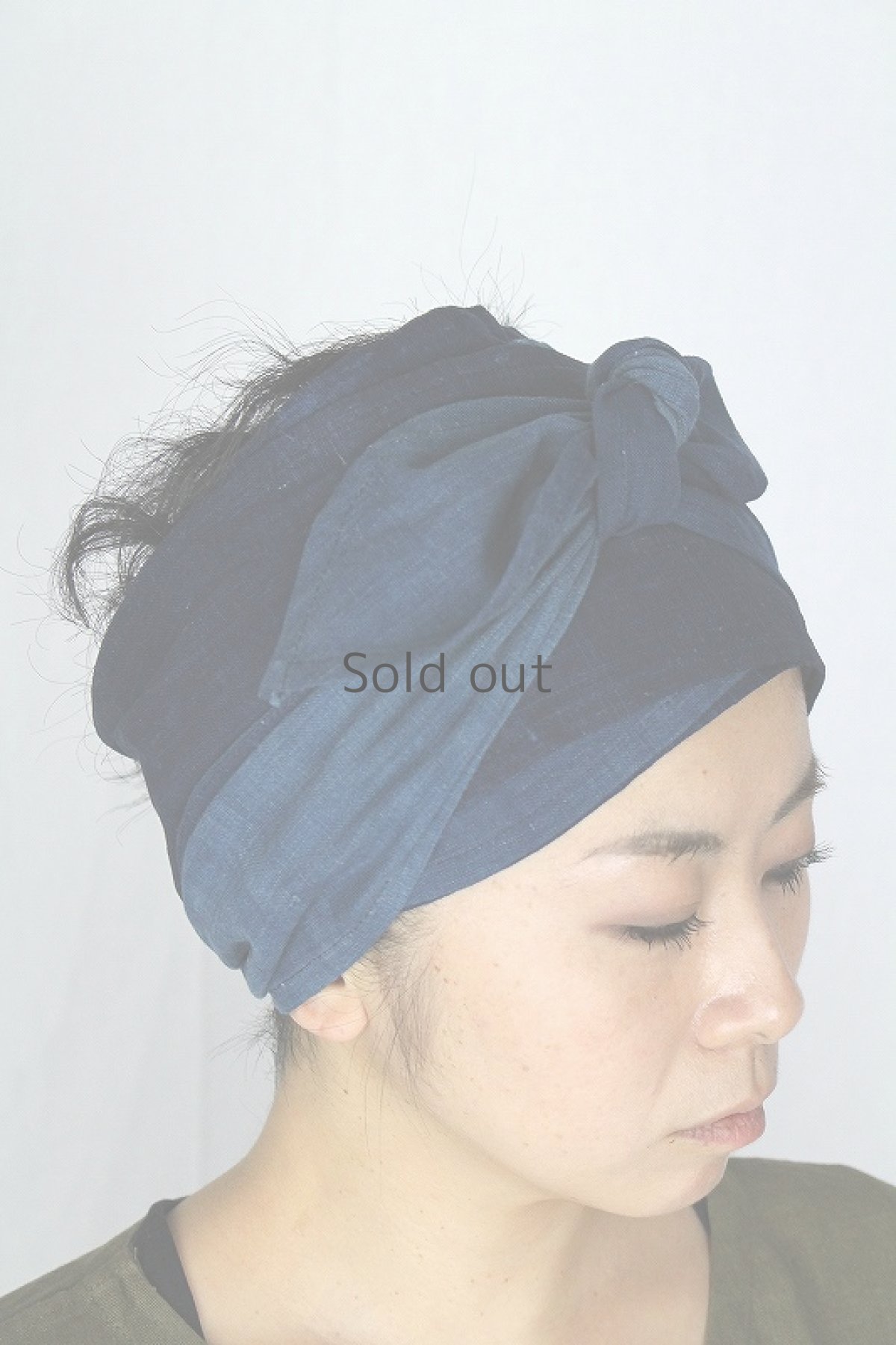 画像2: 【ササキチホ】藍染古布　ターバンヘアバン（濃藍と藍） (2)