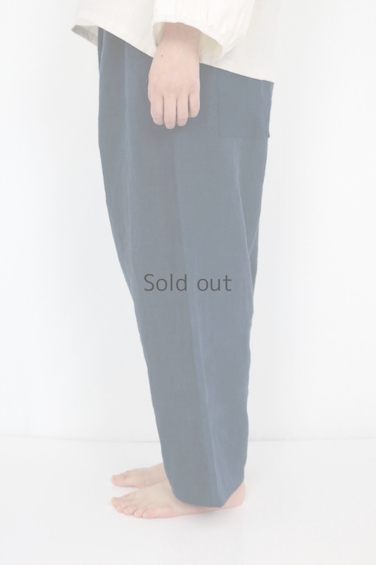 画像3: 【ササキチホ】アンティークリネン×染　マチ付きもんぺ（青藍色） (3)