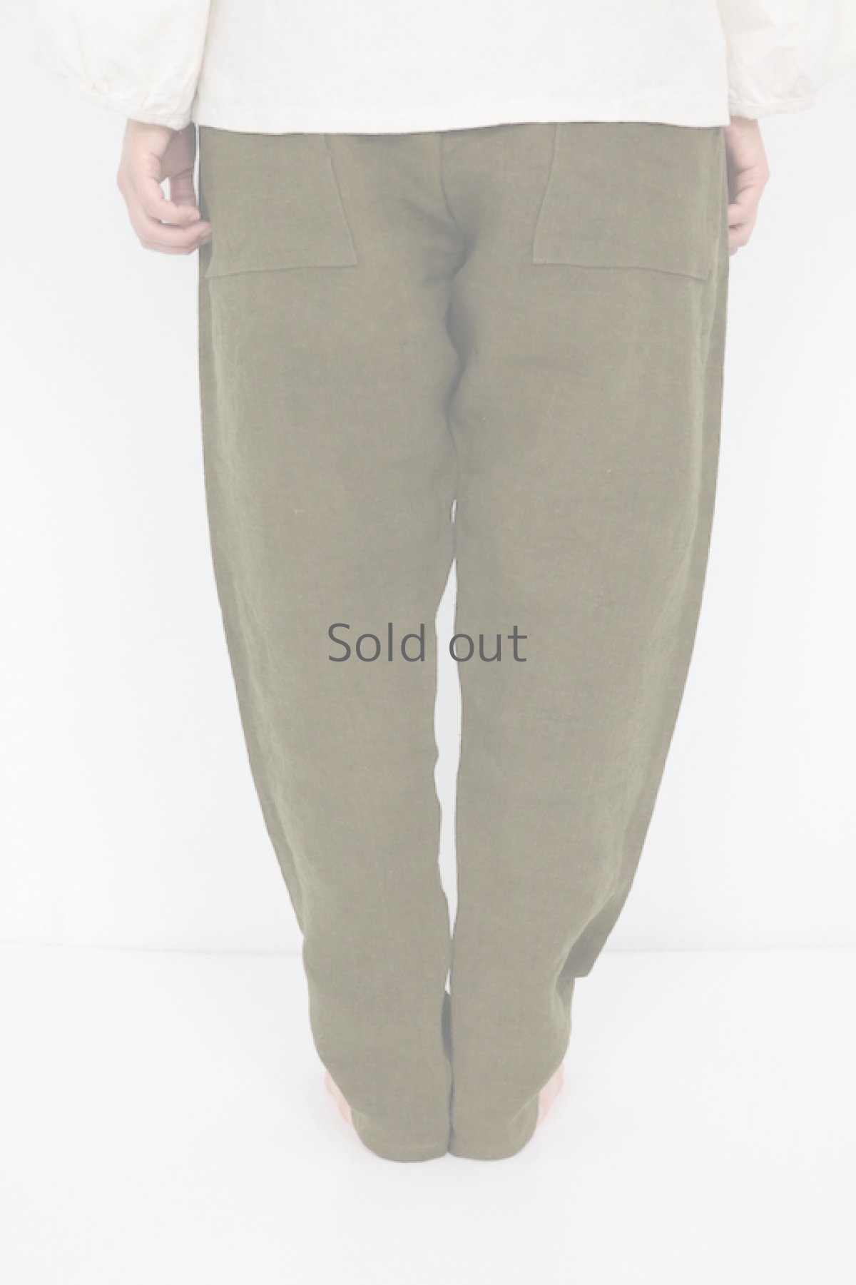 画像4: 【ササキチホ】アンティークリネン×　少し細めのもんぺ（オリーブ） (4)