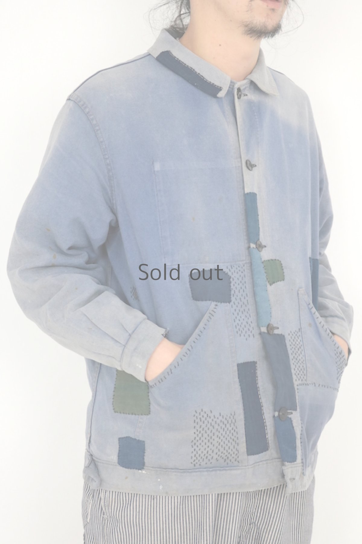 画像3: 【MITSUGU SASAKI】ビンテージリメイク　パッチワーク　ワークジャケット（古布パッチ） (3)