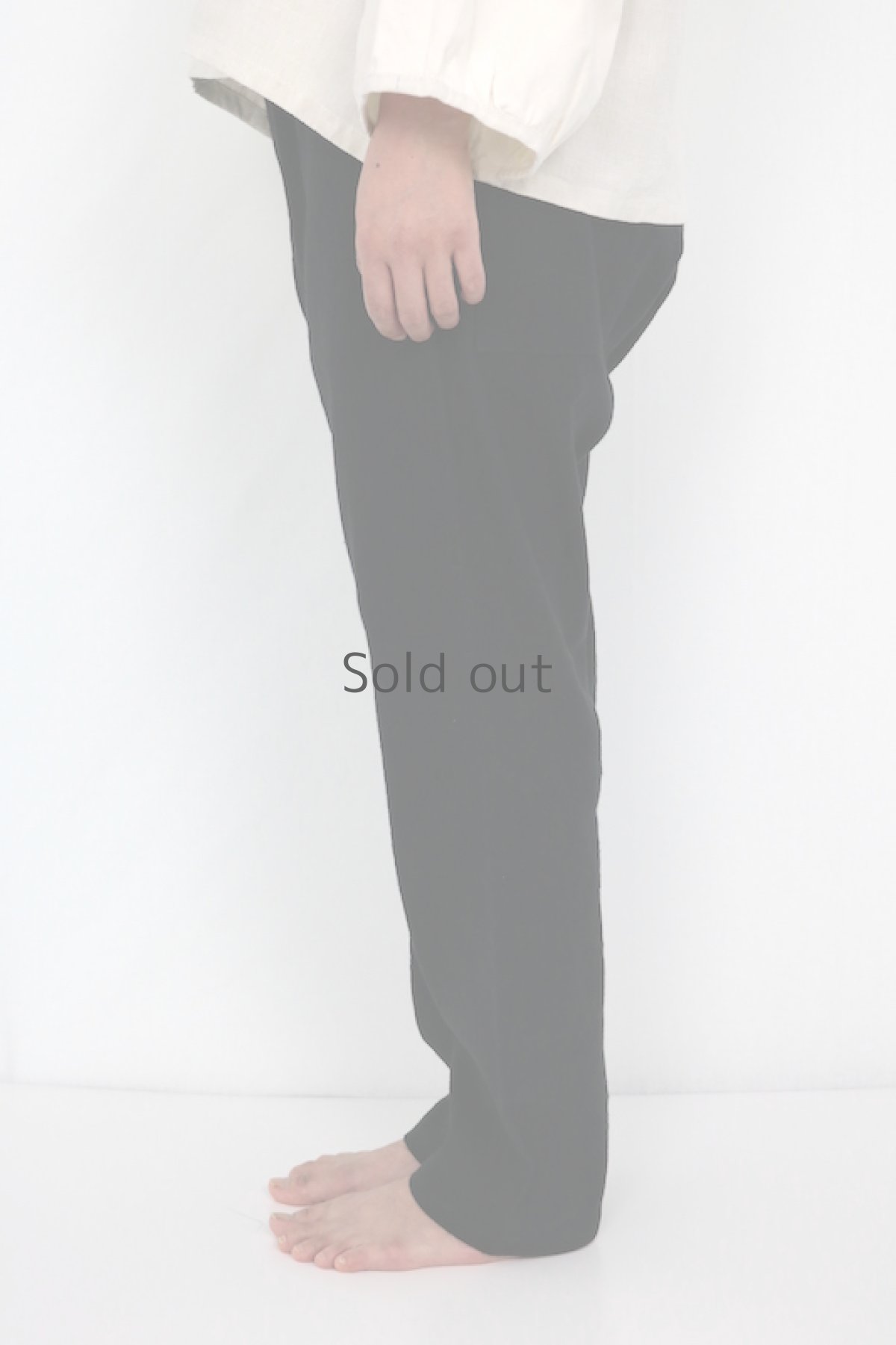 画像3: 【ササキチホ】アンティークリネン×染め　少し細めのもんぺ（黒） (3)