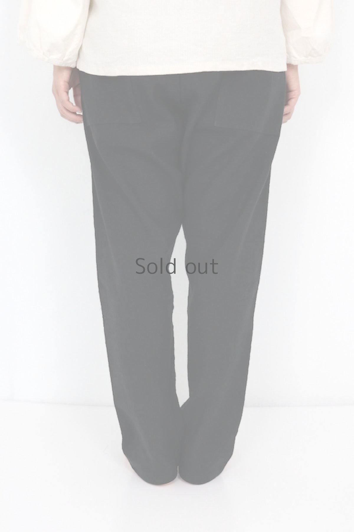 画像4: 【ササキチホ】アンティークリネン×染め　少し細めのもんぺ（黒） (4)