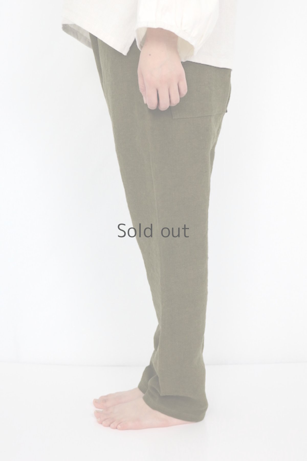 画像3: 【ササキチホ】アンティークリネン×　少し細めのもんぺ（オリーブ） (3)