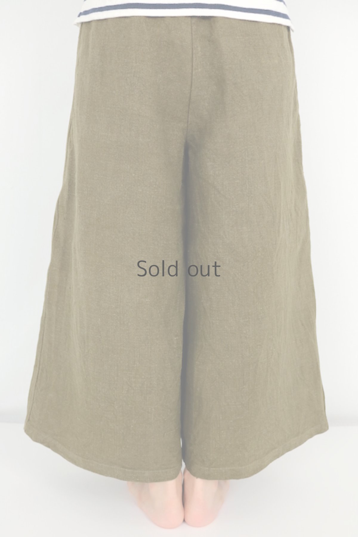 画像3: 【ササキチホ】アンティークリネン×染　ワイドパンツ（オリーブ色） (3)