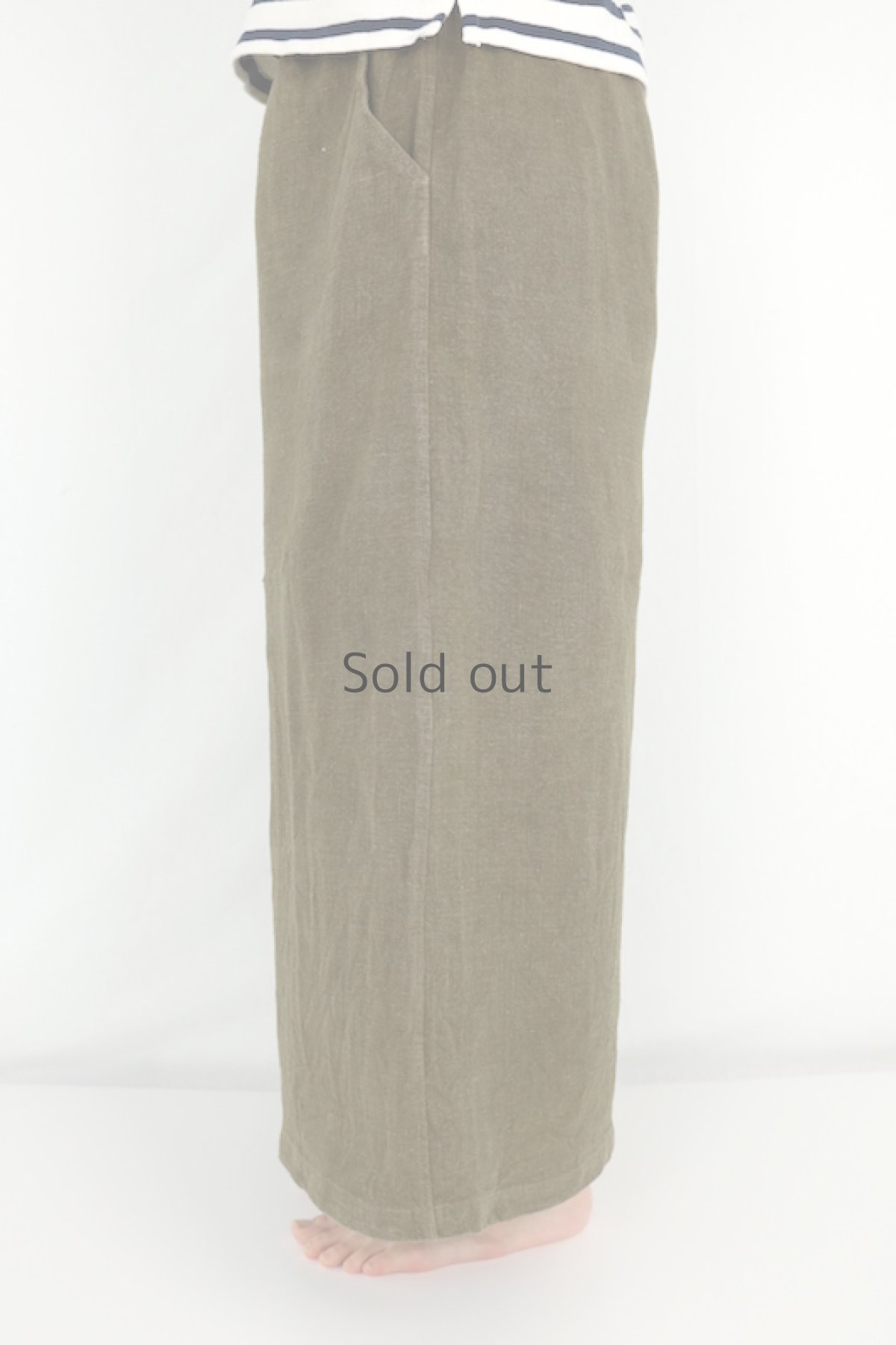 画像2: 【ササキチホ】アンティークリネン×染　ワイドパンツ（オリーブ色） (2)