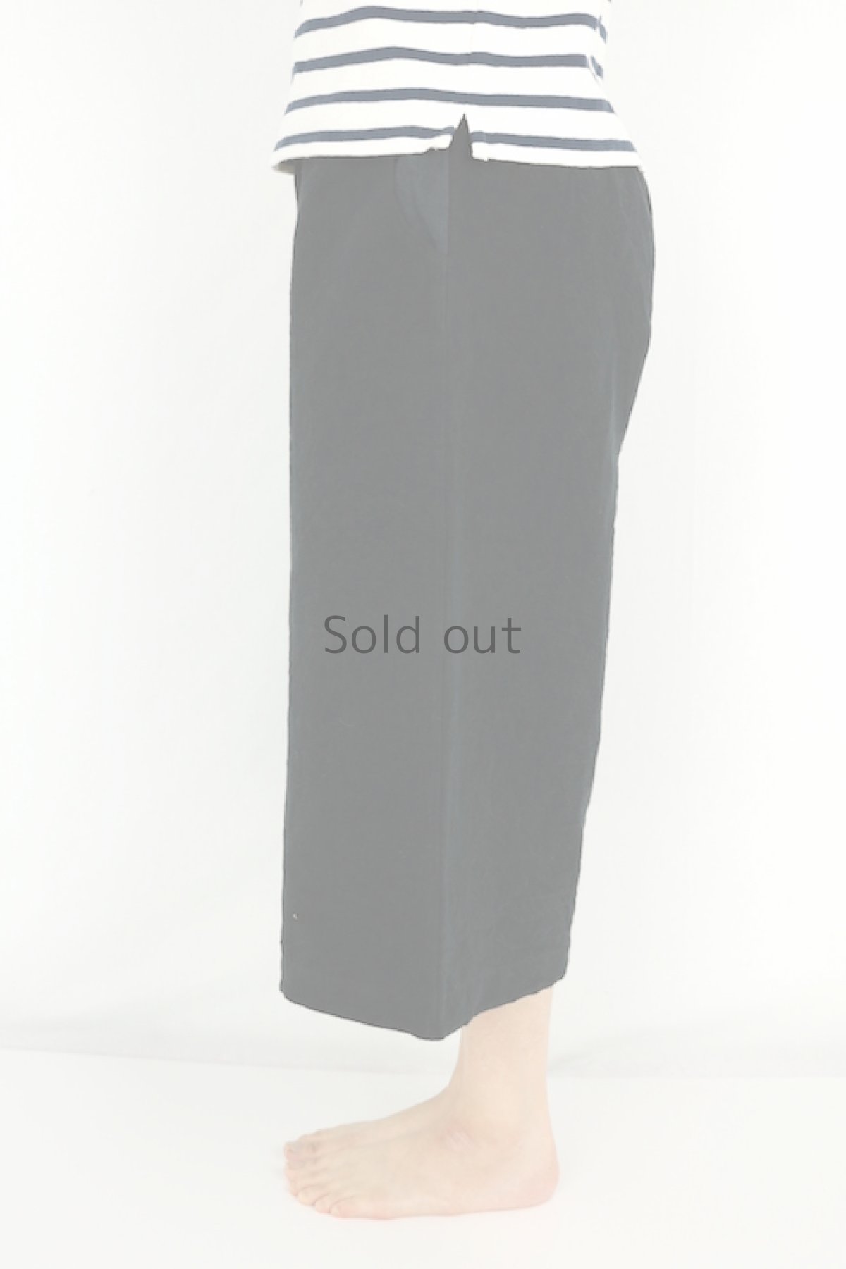 画像2: 【ササキチホ】アンティークリネン×染　少し短めワイドパンツ（黒色） (2)