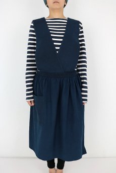 画像1: 【ササキチホ】アンティークリネン×染　ジャンパースカート（青藍色） (1)