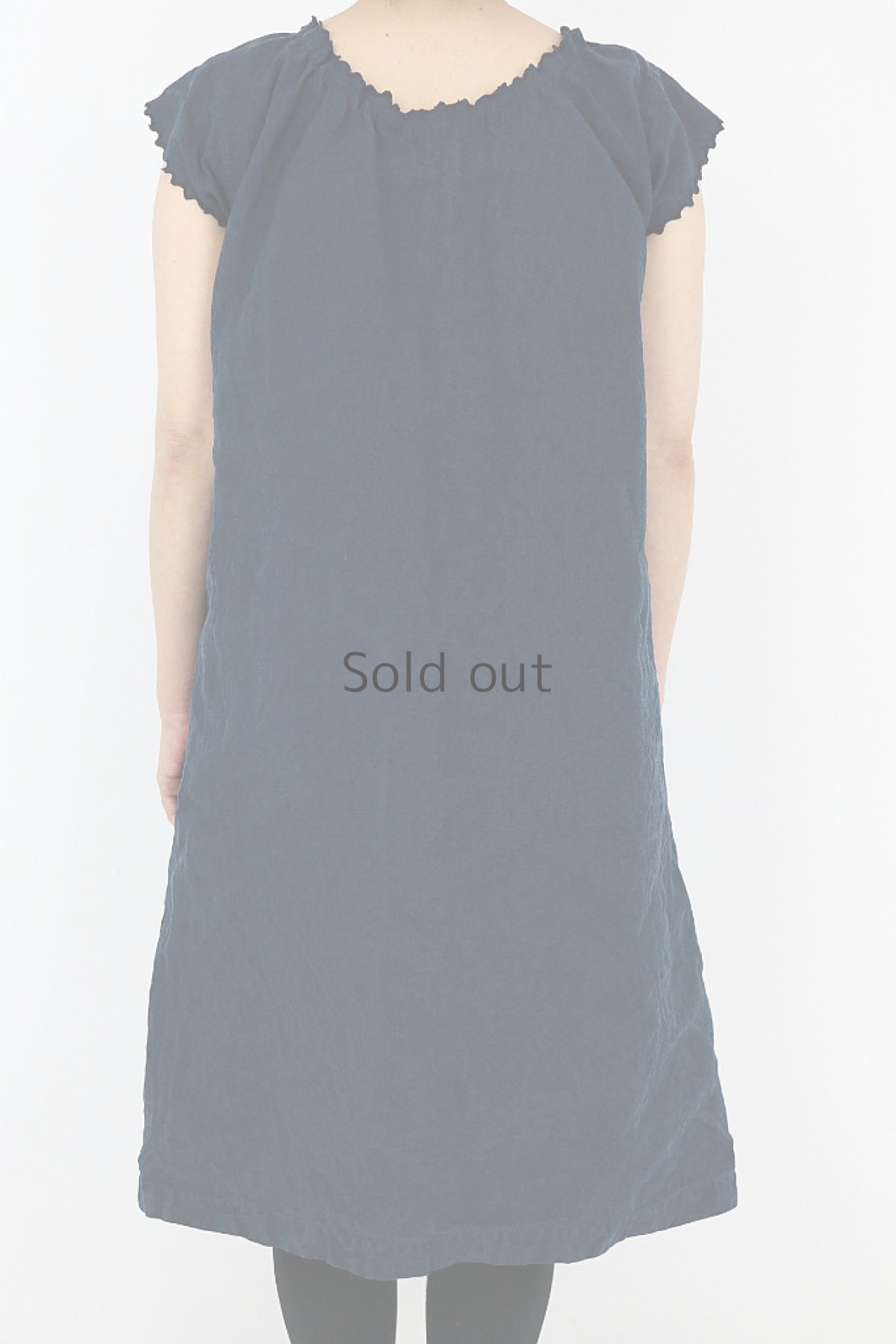 画像3: 【フランス】アンティークリネン×染　半袖ワンピース（青藍色） (3)