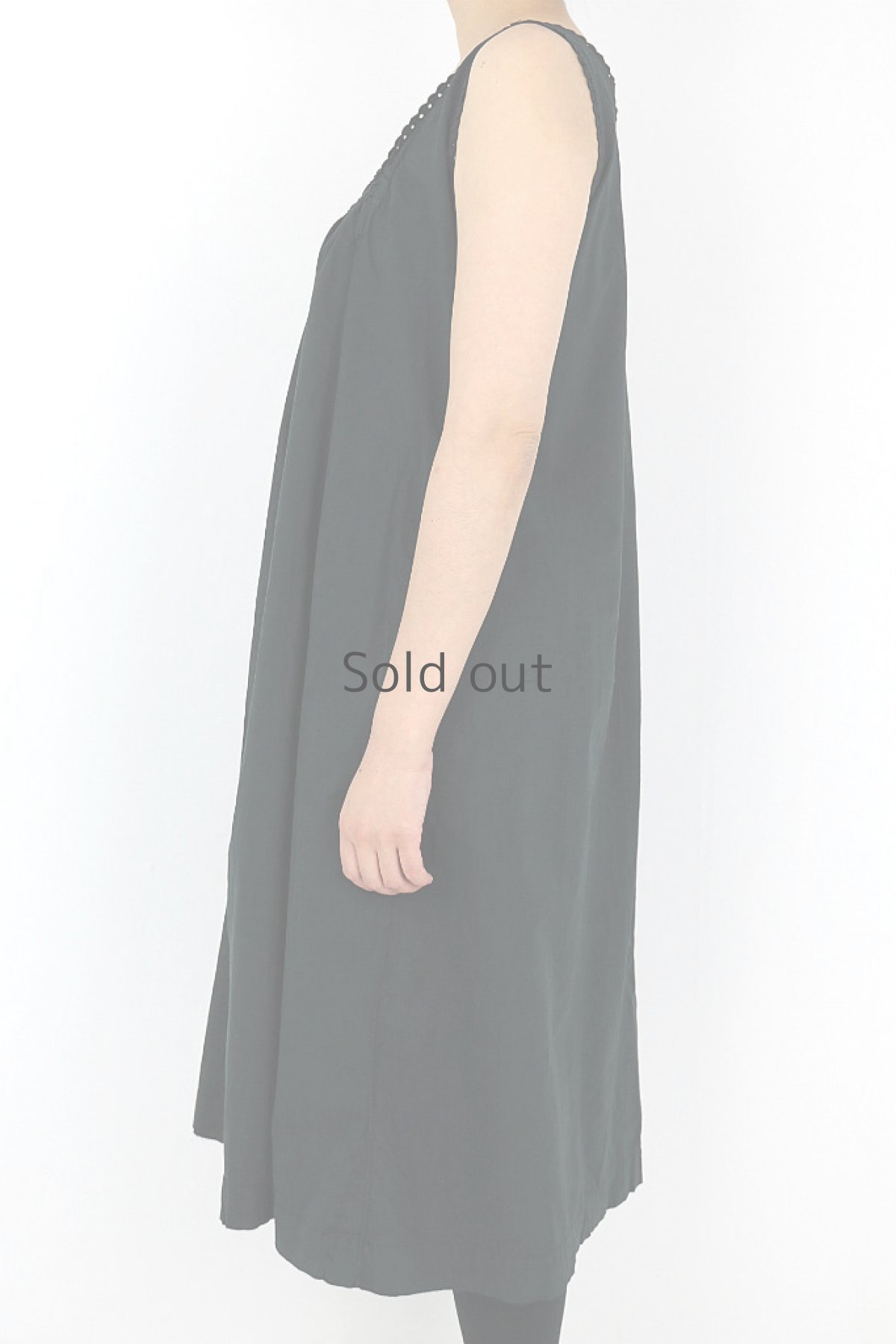 画像3: 【フランス】アンティークコットン×染　ノースリーブワンピース（黒色） (3)