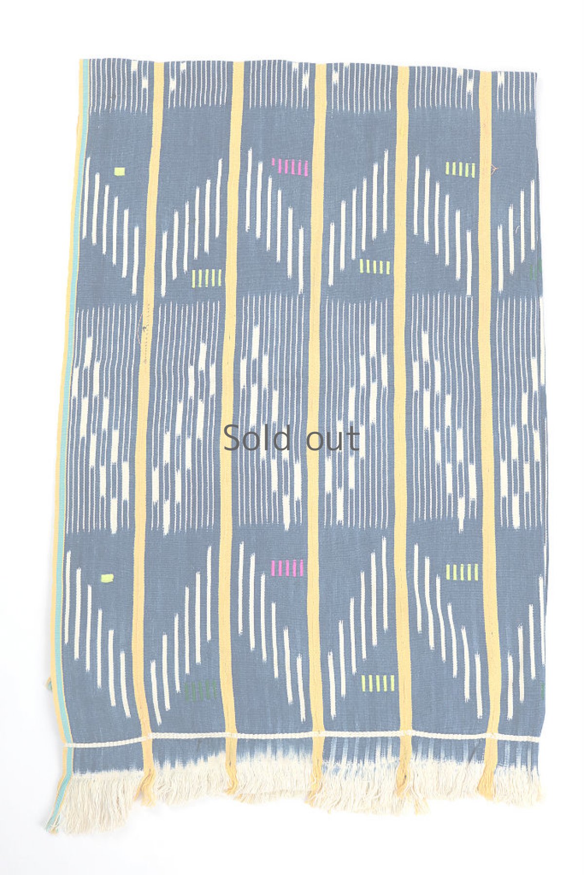 画像2: 【コートジボワール】手織り藍染めストライプ模様の綿（バウレ族/藍と黄） (2)