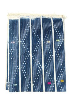 画像2: 【コートジボワール】手織り藍染めストライプ模様の綿（バウレ族/藍と白） (2)
