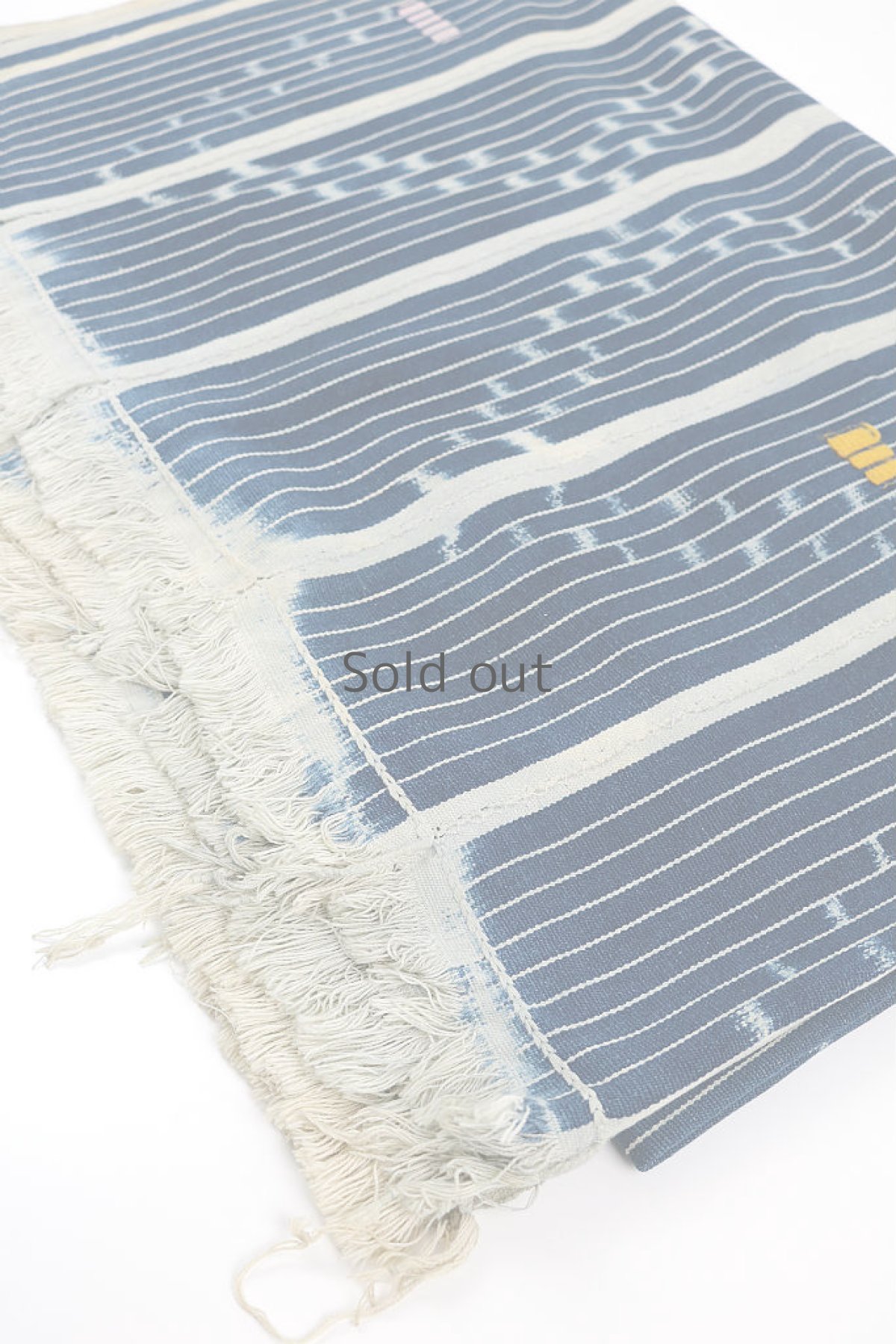 画像1: 【コートジボワール】手織り藍染めストライプ模様の綿（バウレ族/藍と白） (1)