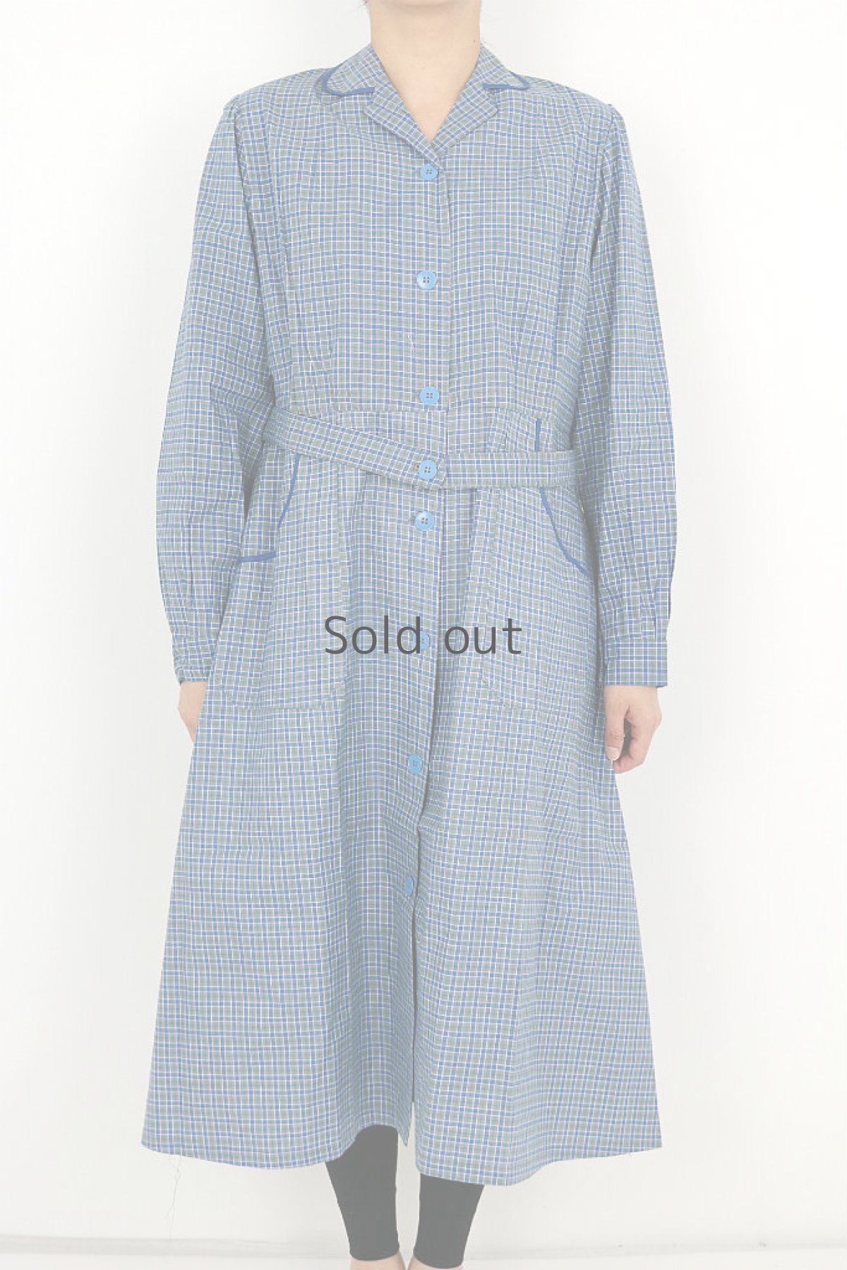 画像2: 【フランス】１９５０年代頃のチェックワークドレス（未使用品） (2)