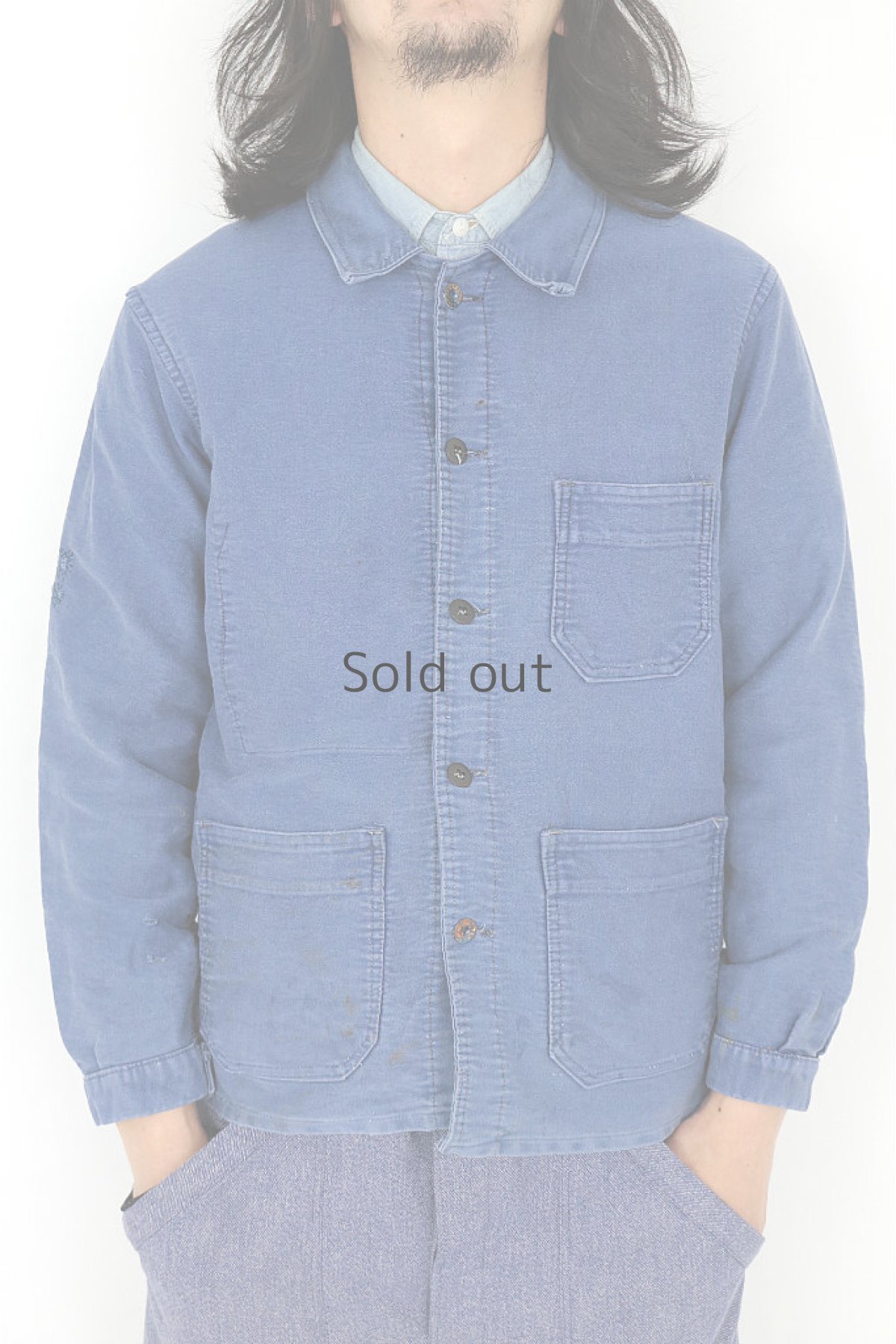 画像3: 【フランス】1960年代頃のブルーモールスキンワークジャケット（Timeca） (3)