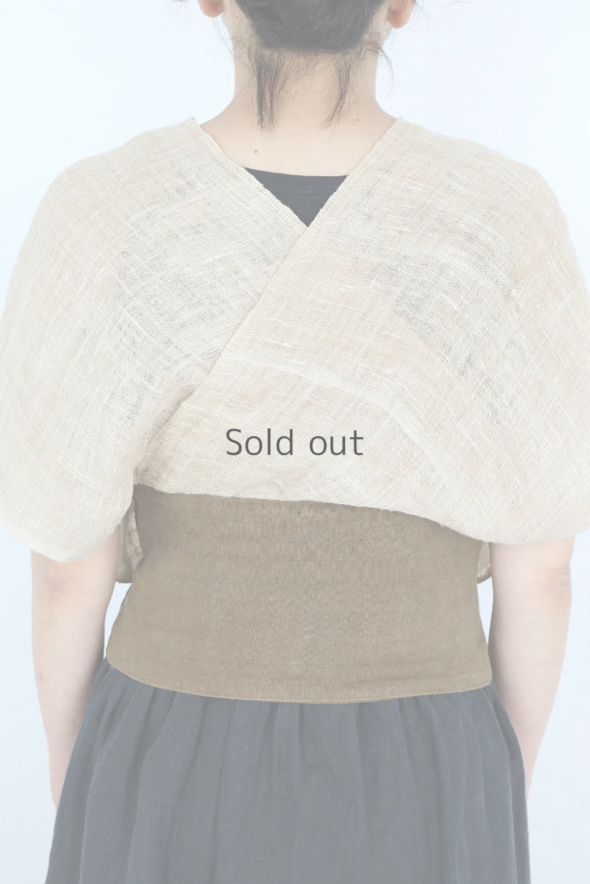 画像4: 【ササキチホ】古布リメイク　カシュクールトップス（蚊帳とリネン） (4)