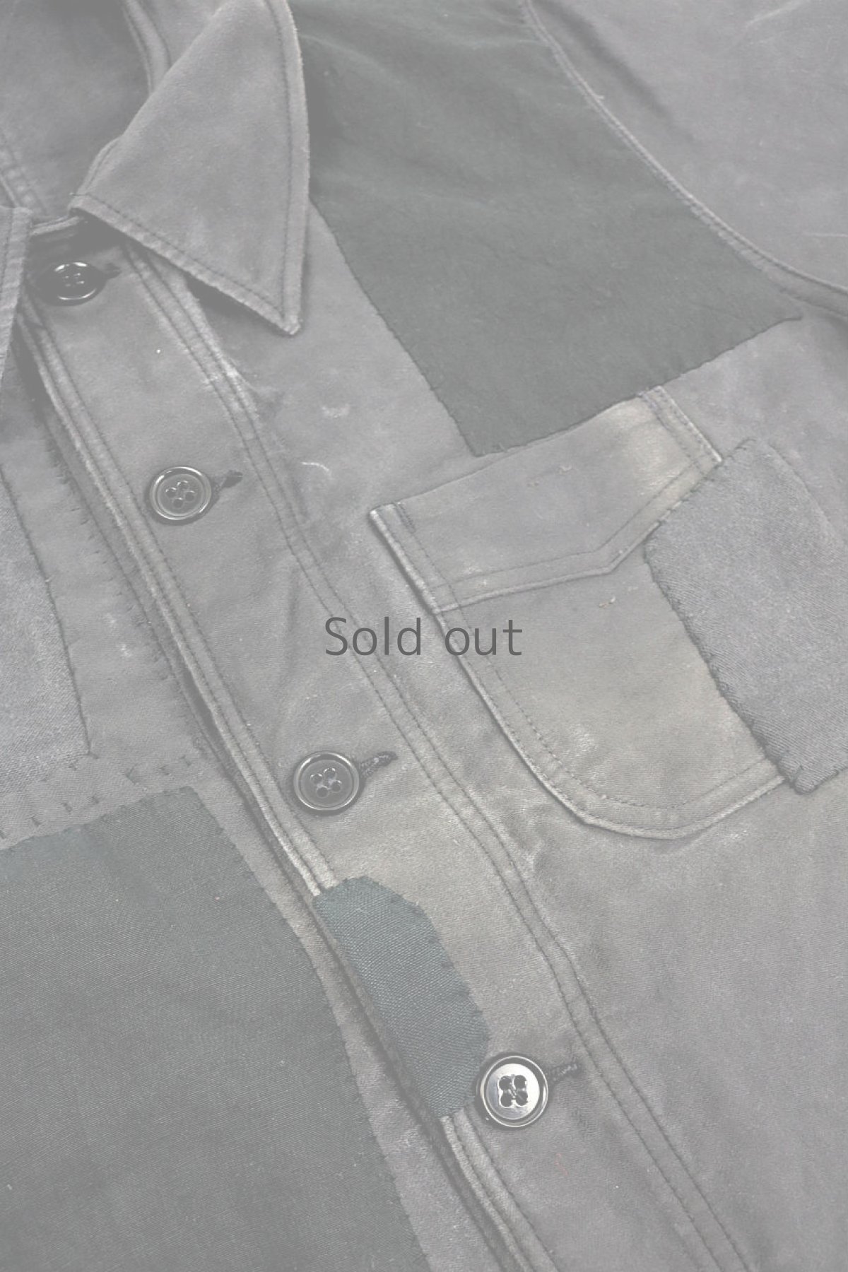 画像5: 【MITSUGU SASAKI】ビンテージリメイク　パッチワークブラックモールスキンワークジャケット（Adolphe Lafont） (5)