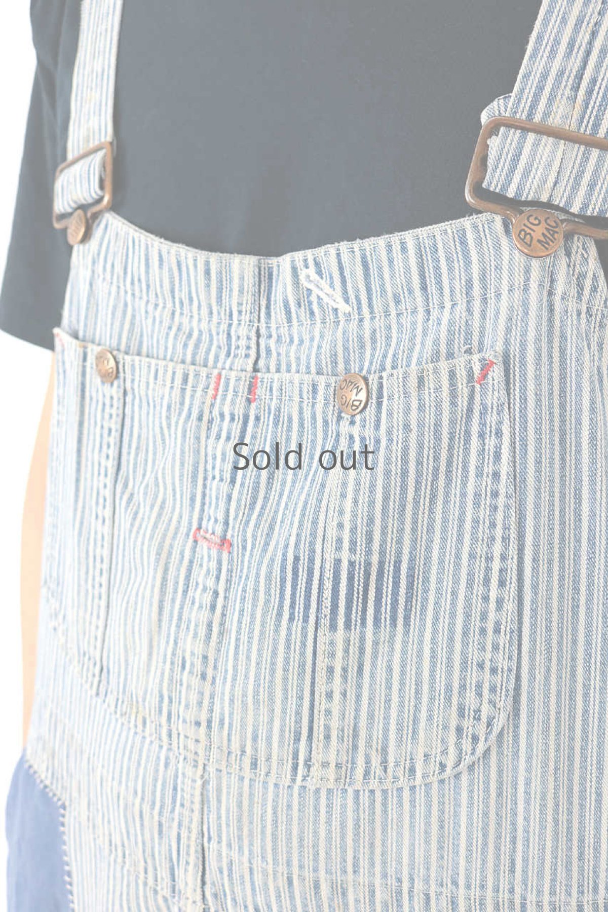 画像6: 【MITSUGU SASAKI】ビンテージリメイク　パッチワーク　ヒッコリーオーバーオール（BIG MAC） (6)