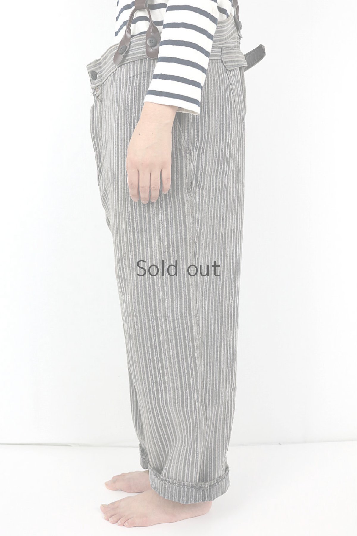 画像13: 【フランス】１９４０年代頃のストライプコットンワークパンツ (13)