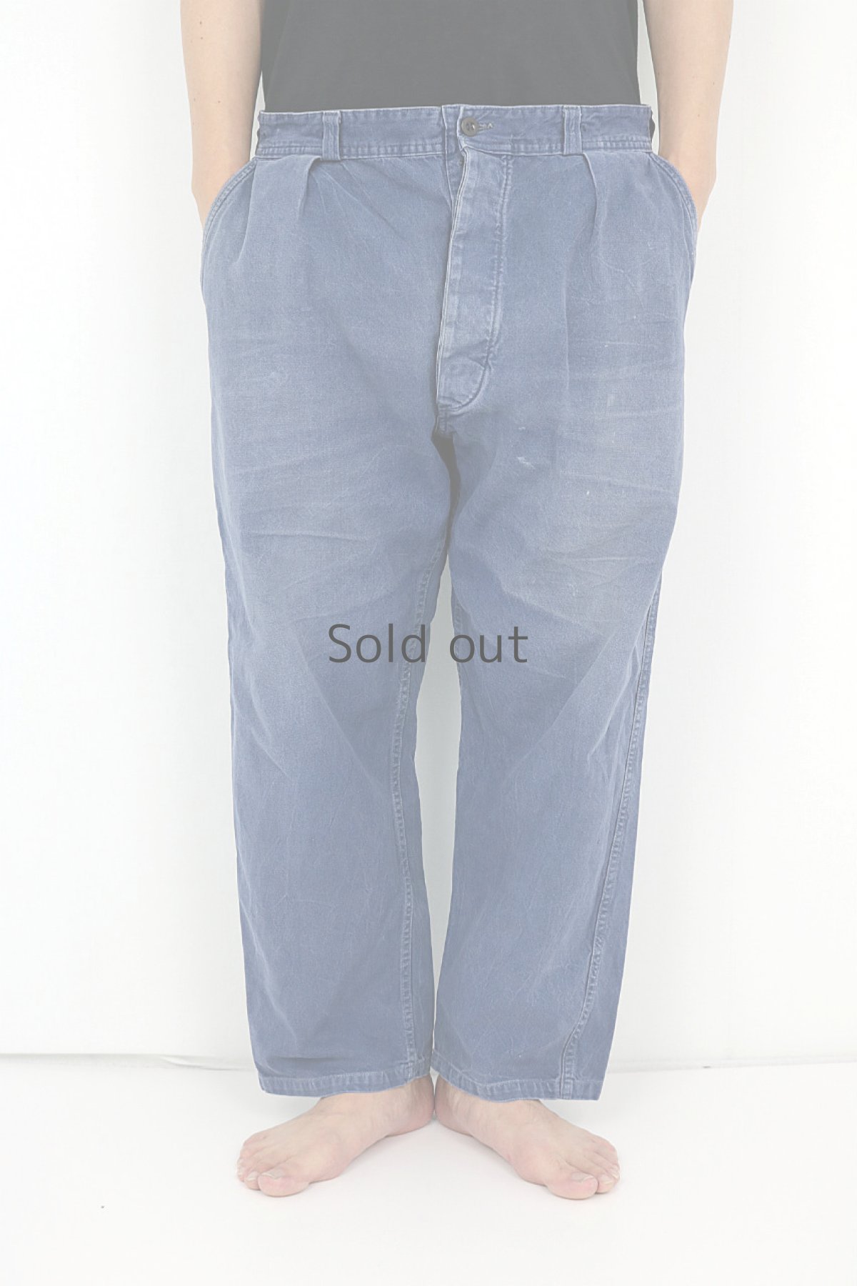 画像3: 【フランス】1960年代頃のブルーコットンワークパンツ (3)