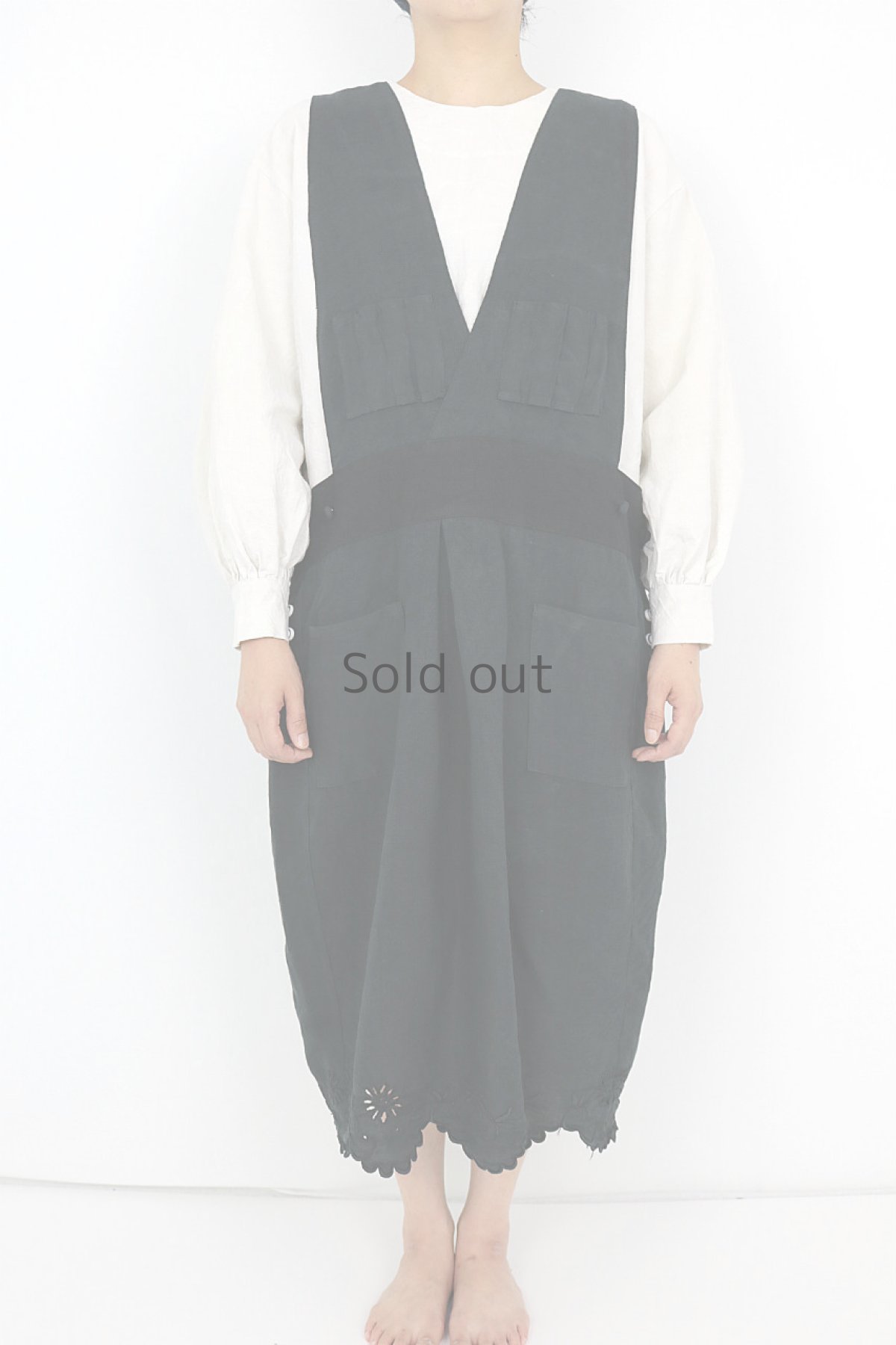 画像2: 【ササキチホ】インスピレーション　ハンティングベストドレス（黒染） (2)