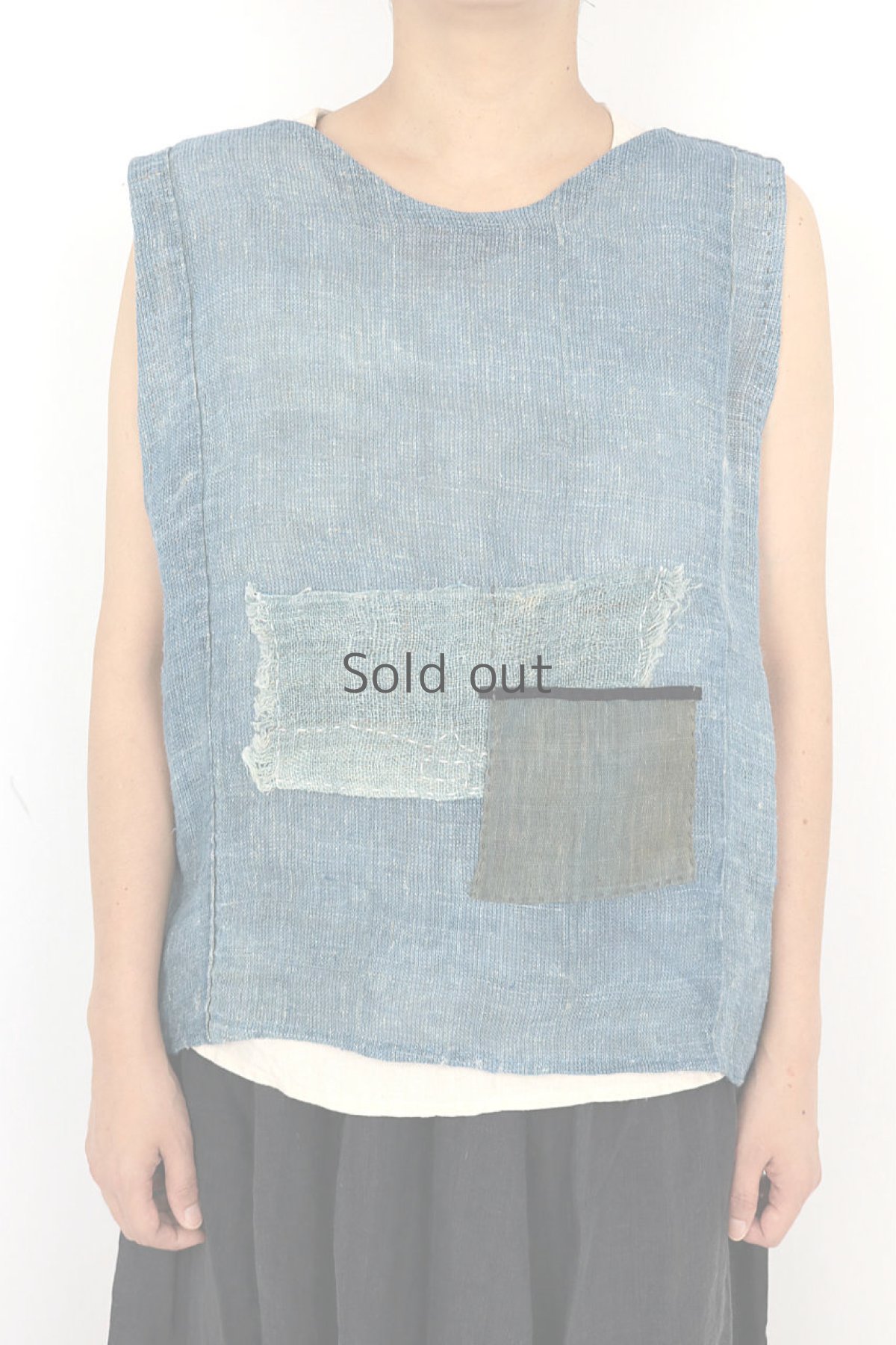 画像2: 【ササキチホ】藍染蚊帳　ノースリーブトップス (2)