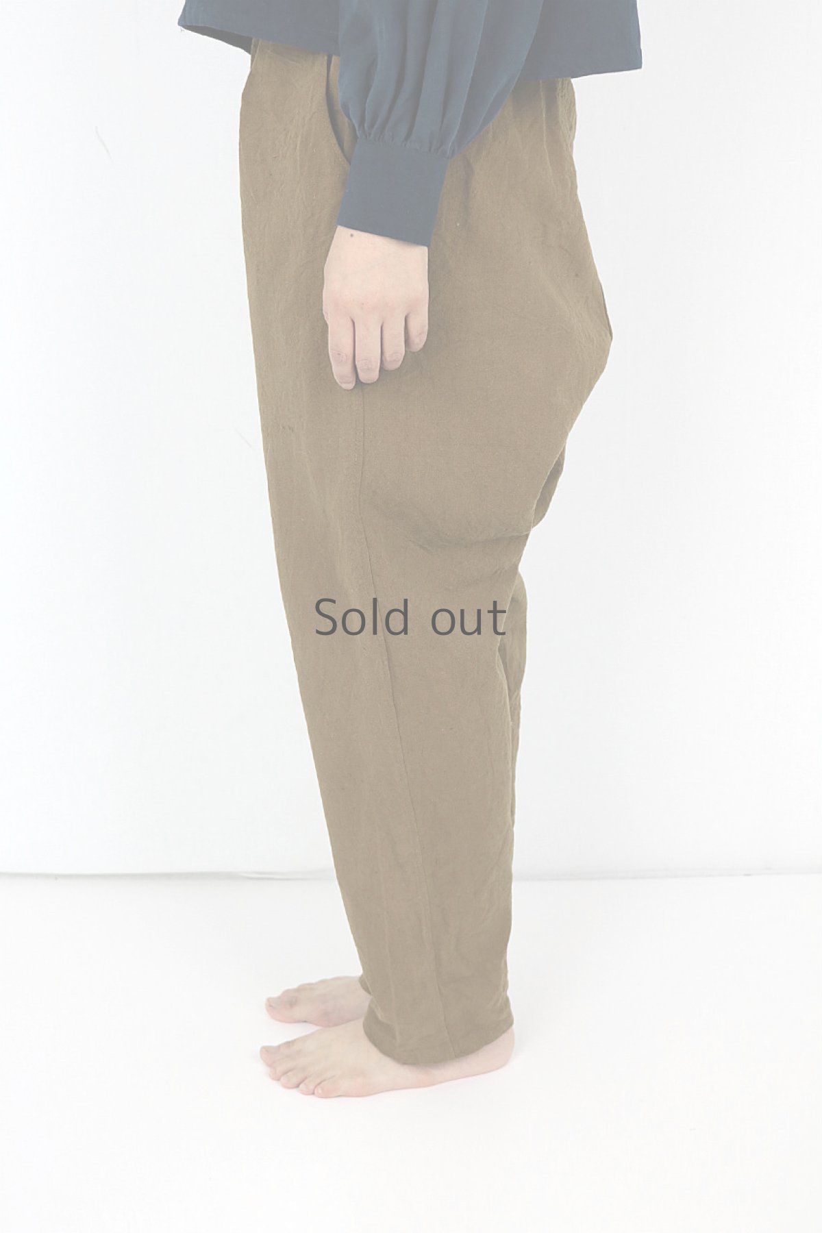 画像3: 【ササキチホ】アンティークリネン×染め　シンプルテーパードパンツ（茶色） (3)