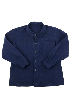 画像1: 【フランス】ビンテージ×染め　1960年代頃のコットンワークジャケット（青藍色） (1)